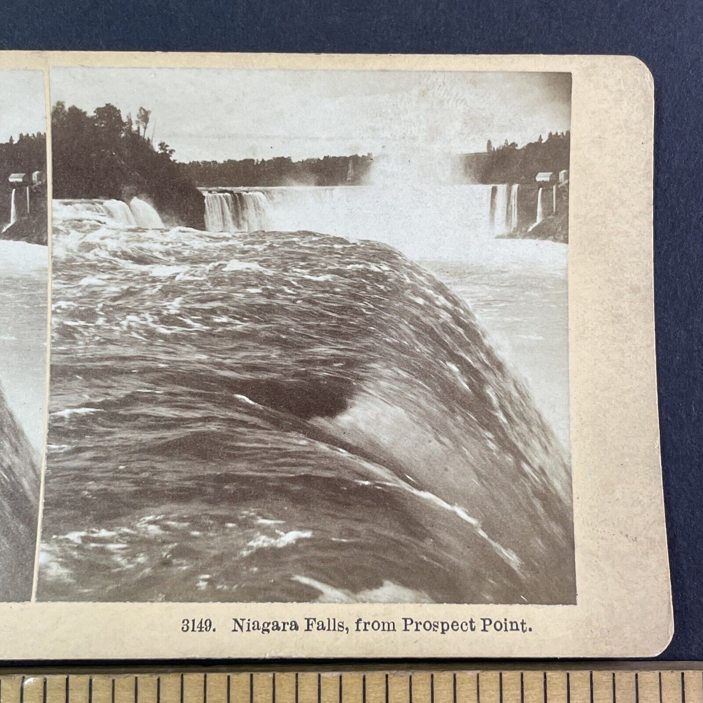 Top Edge of Niagara Falls American Side Stereoview Antique c1880 Y2131