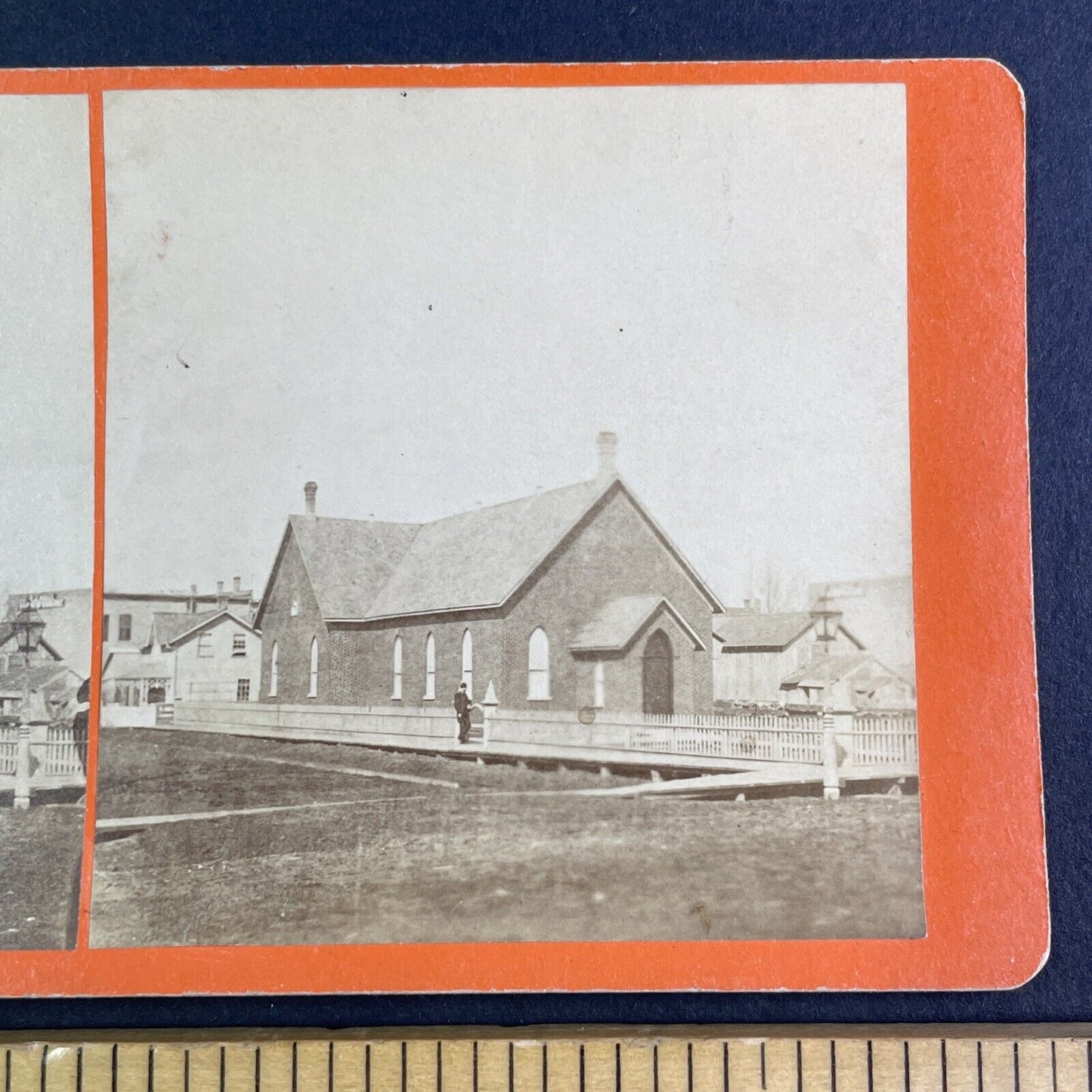 Church Building Walkerton Ontario Stereoview J.D. Barnes Antique c1860s X4182