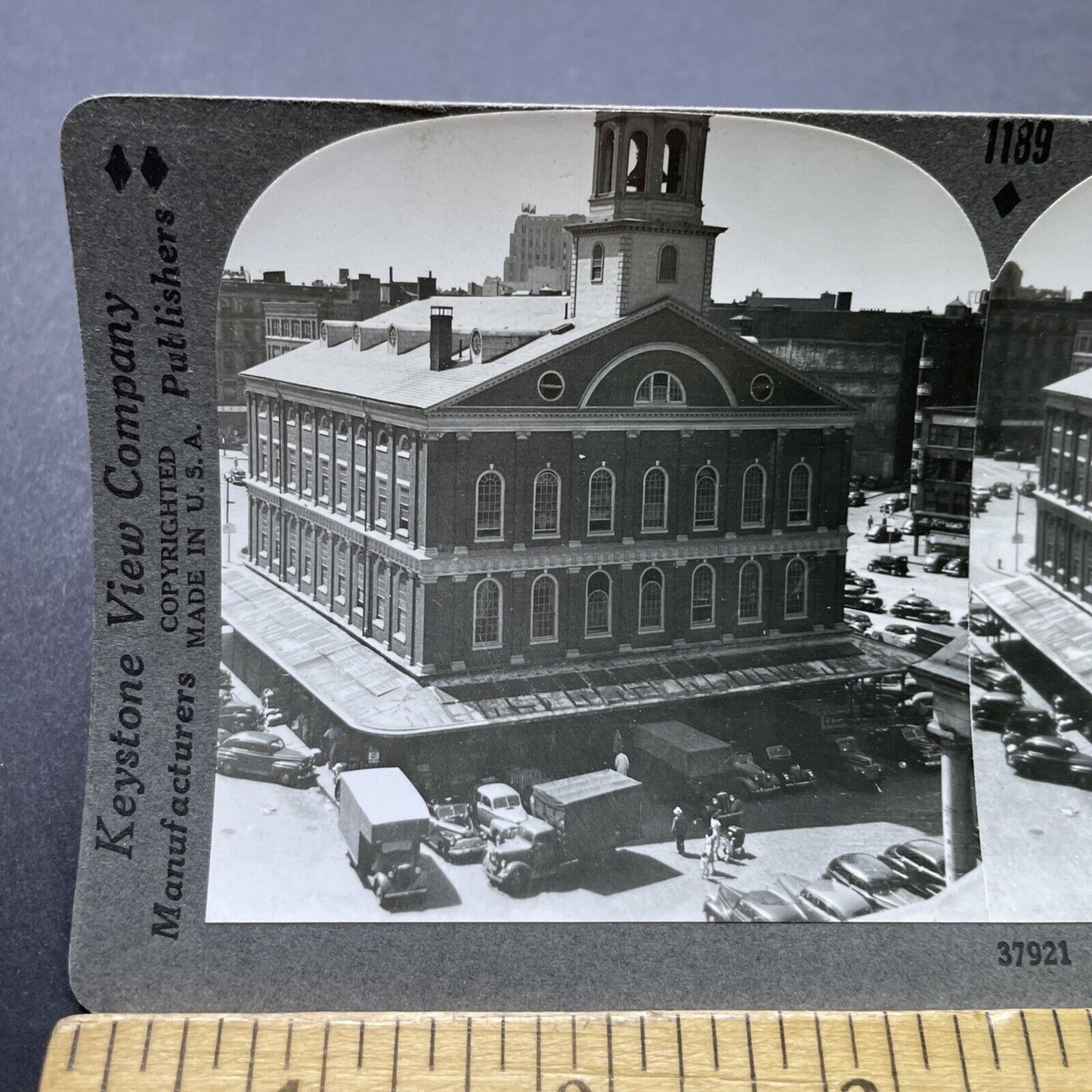 Antique 1920s Faneuil Hall Boston Massachusetts Stereoview Photo Card P2471