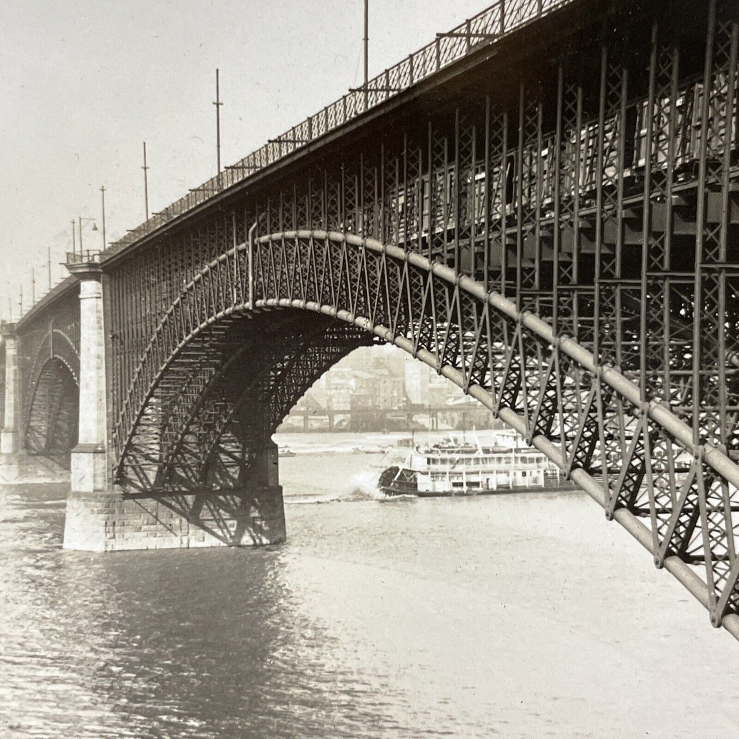 Antique 1910s Eads Bridge St. Louis Missouri Stereoview Photo Card V2187