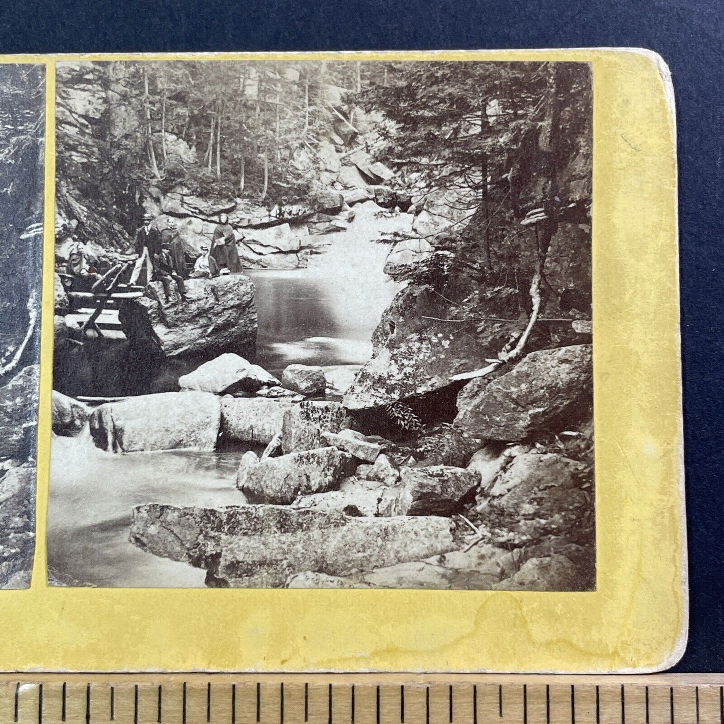 Franconia Notch Cascade NH Stereoview WM Appleton Photo Card Antique c1872 X1002