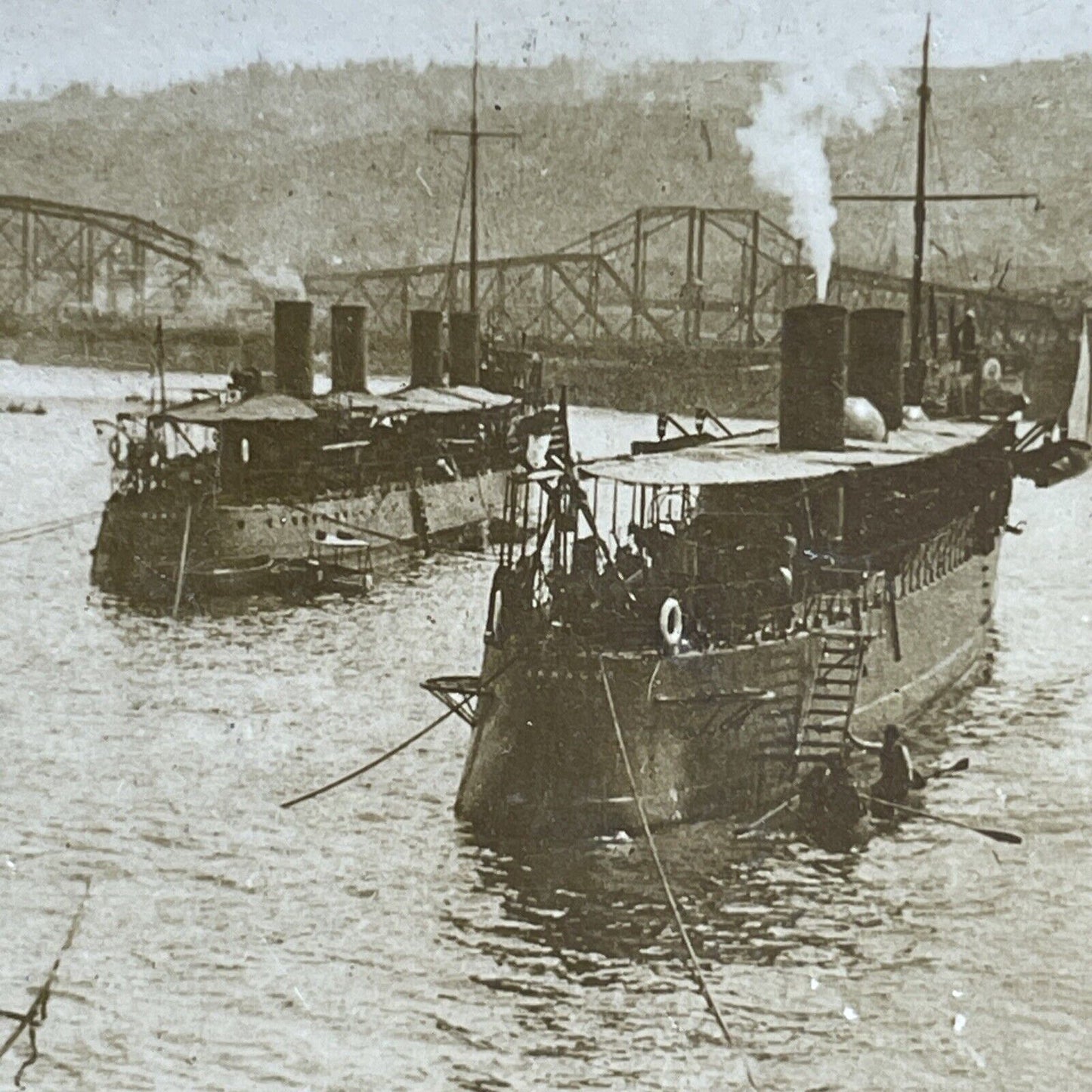 Antique 1916 US Navy Torpedo War Boats Portland OR Stereoview Photo Card P2011