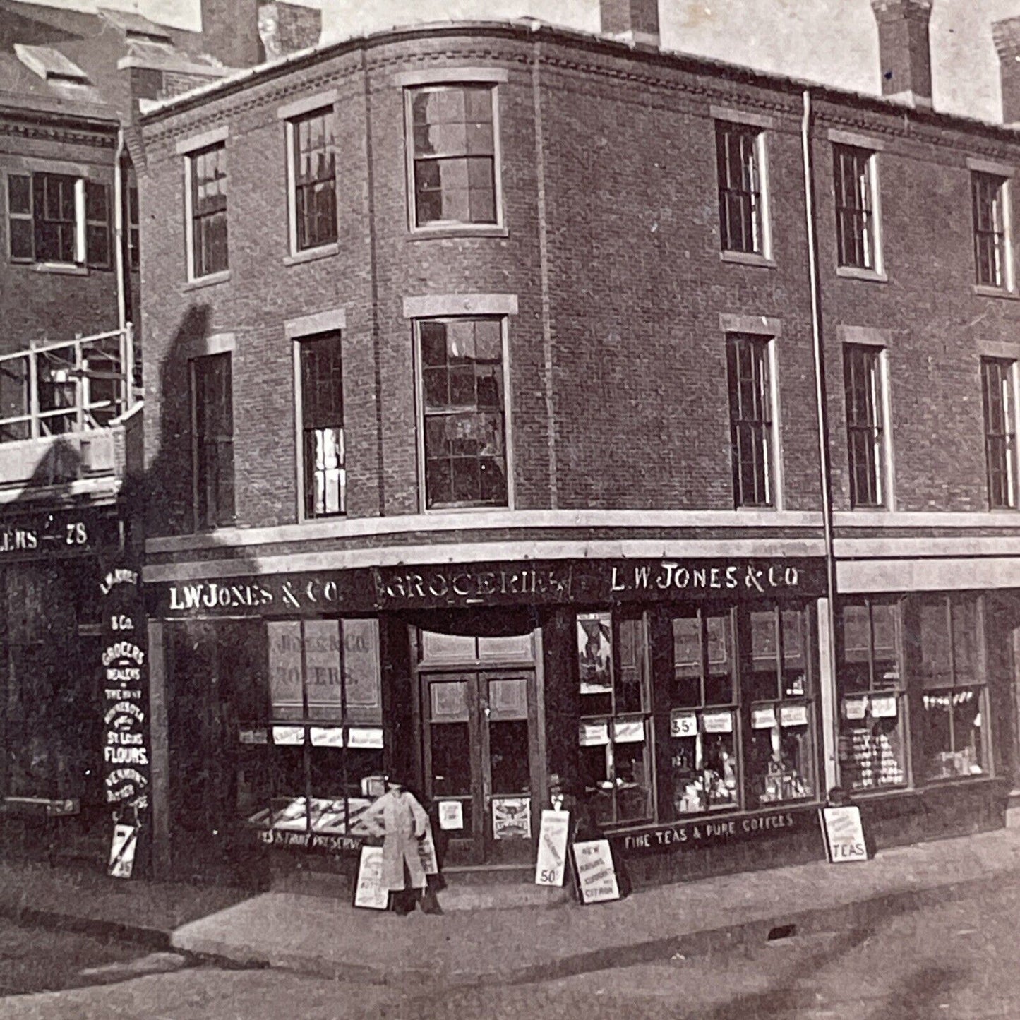 LW Jones Grocery Store Stereoview St. Louis Missouri Antique c1920 X1508