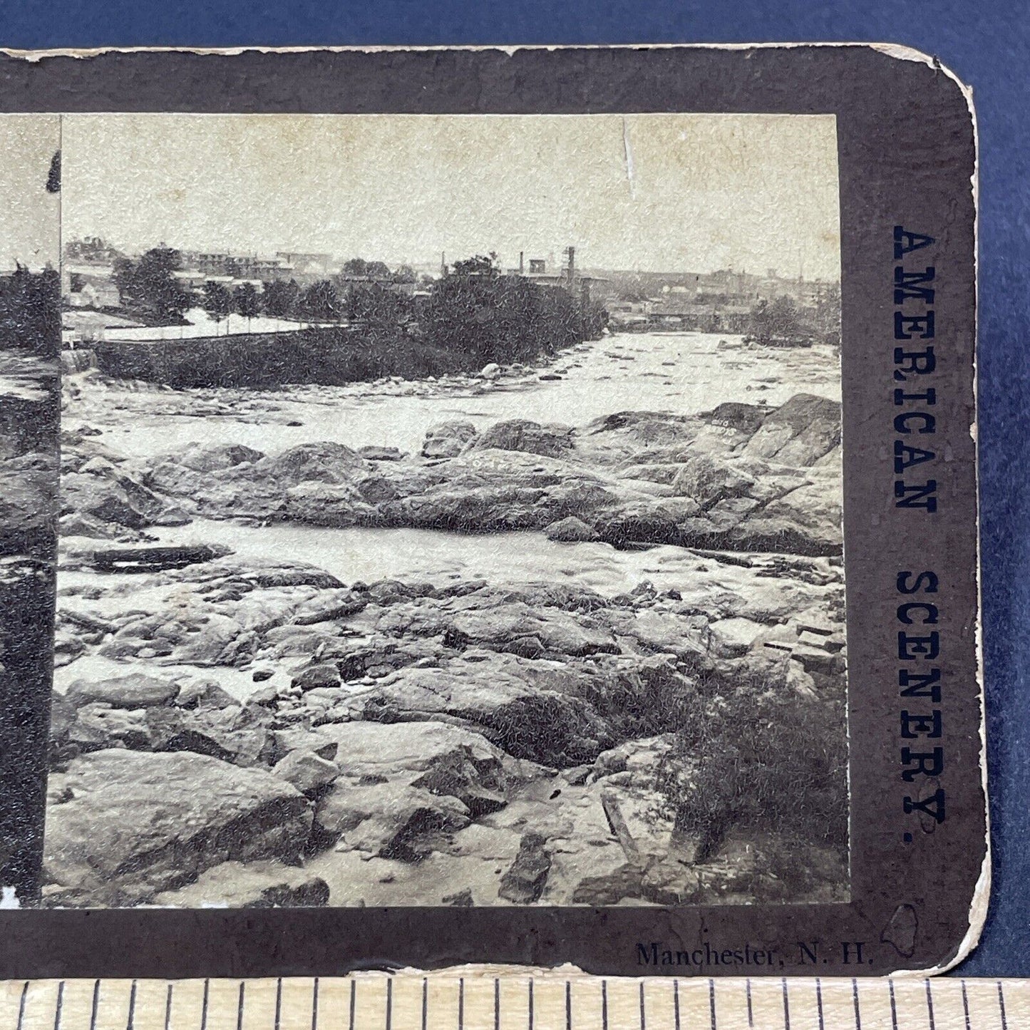 Antique 1870s Manchester New Hampshire City View Stereoview Photo Card V1936