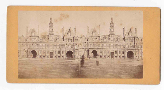 RARE! Antique 1840s Men In Front Of Hotel De Ville Paris France Stereo Card P233