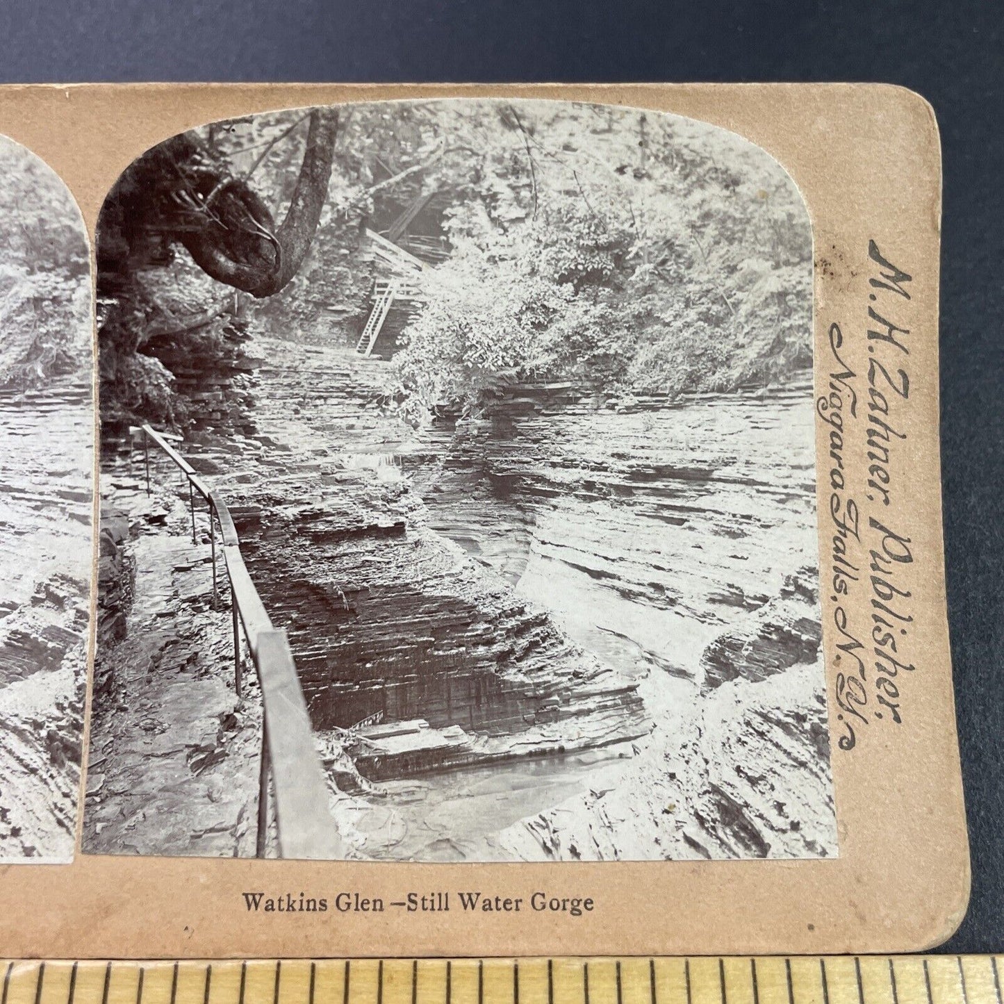 Antique 1880s Watkins Glen Gorge New York Stereoview Photo Card P3866