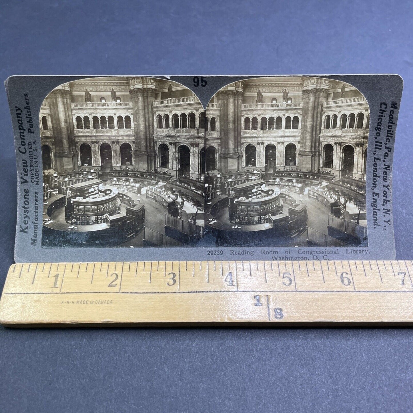 Antique 1919 Reading Room Congressional Library Stereoview Photo Card P1911