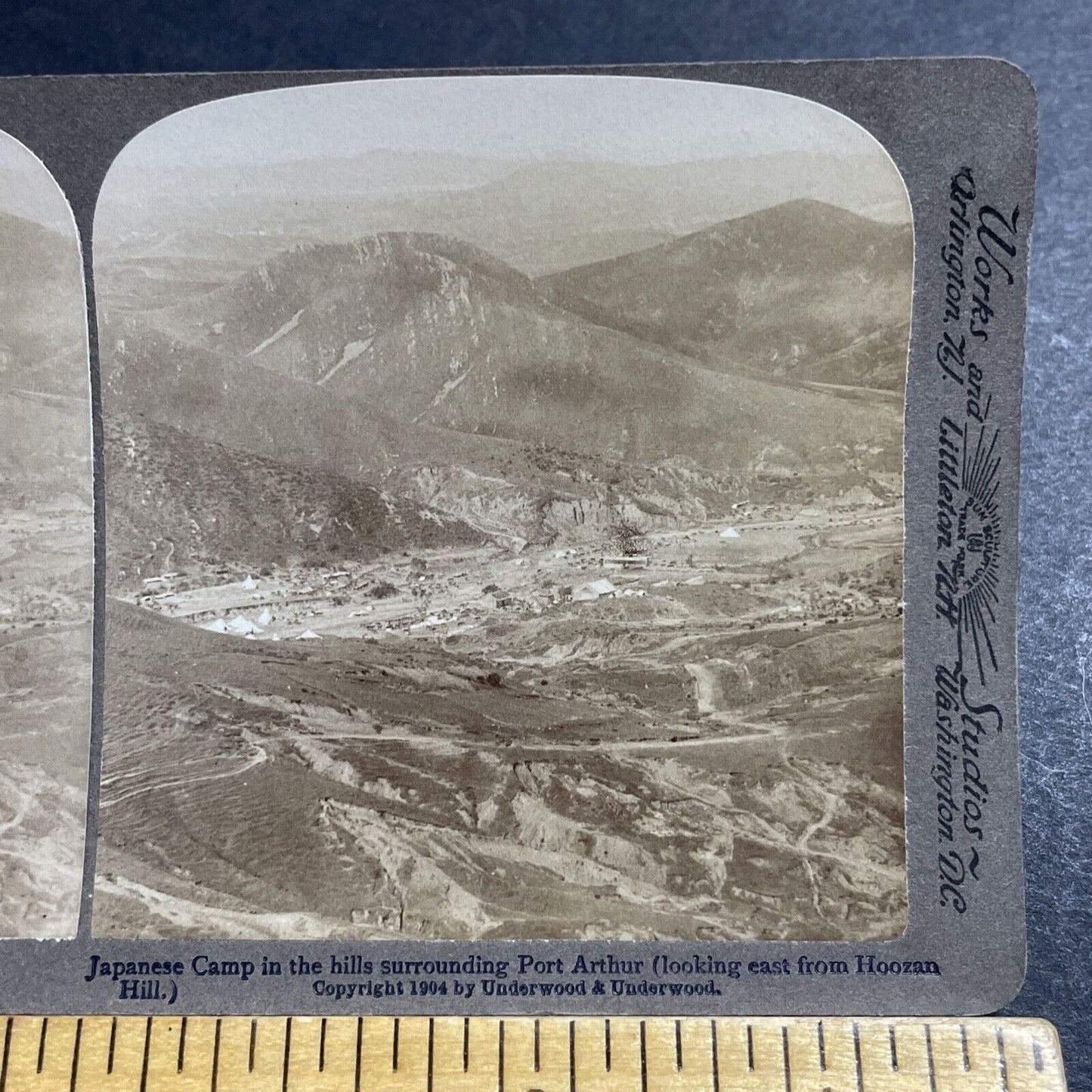 Antique 1904 Japan Army Camp Inside China Stereoview Photo Card P5583