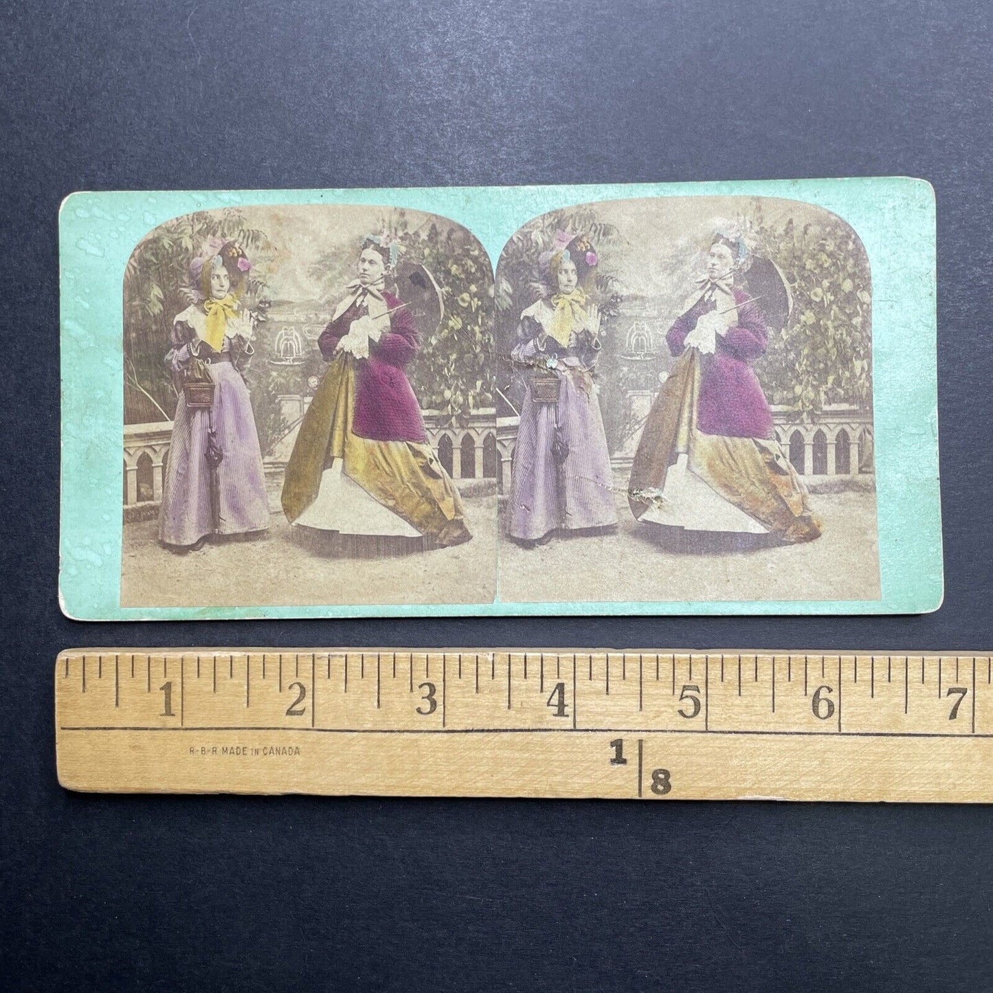 Antique 1867 Ladies In Their Summer Wear Stereoview Photo Card P1228