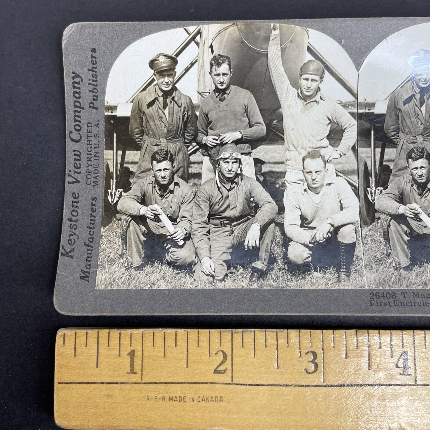 Antique 1925 Lowell Smith In Front Of Airplane Stereoview Photo Card P930