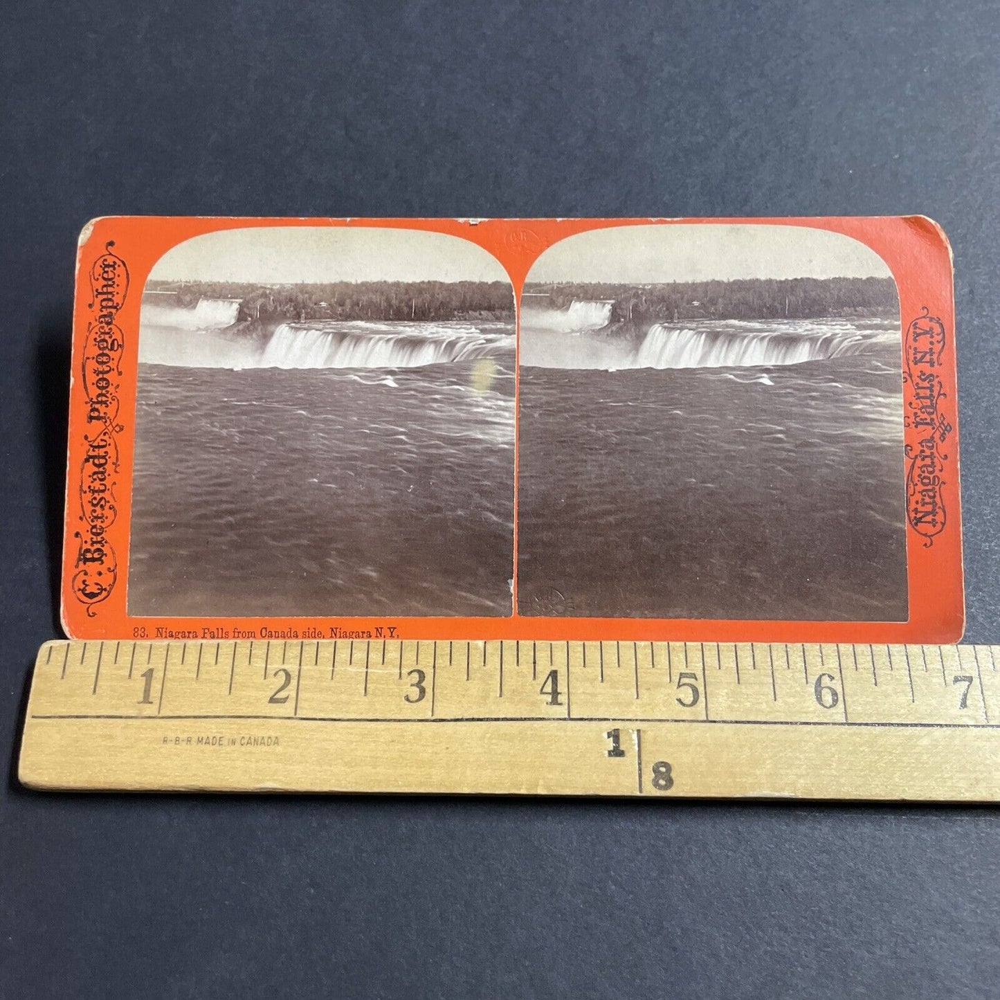 Antique 1890s The Top Of Niagara Falls Ontario Stereoview Photo Card P5559