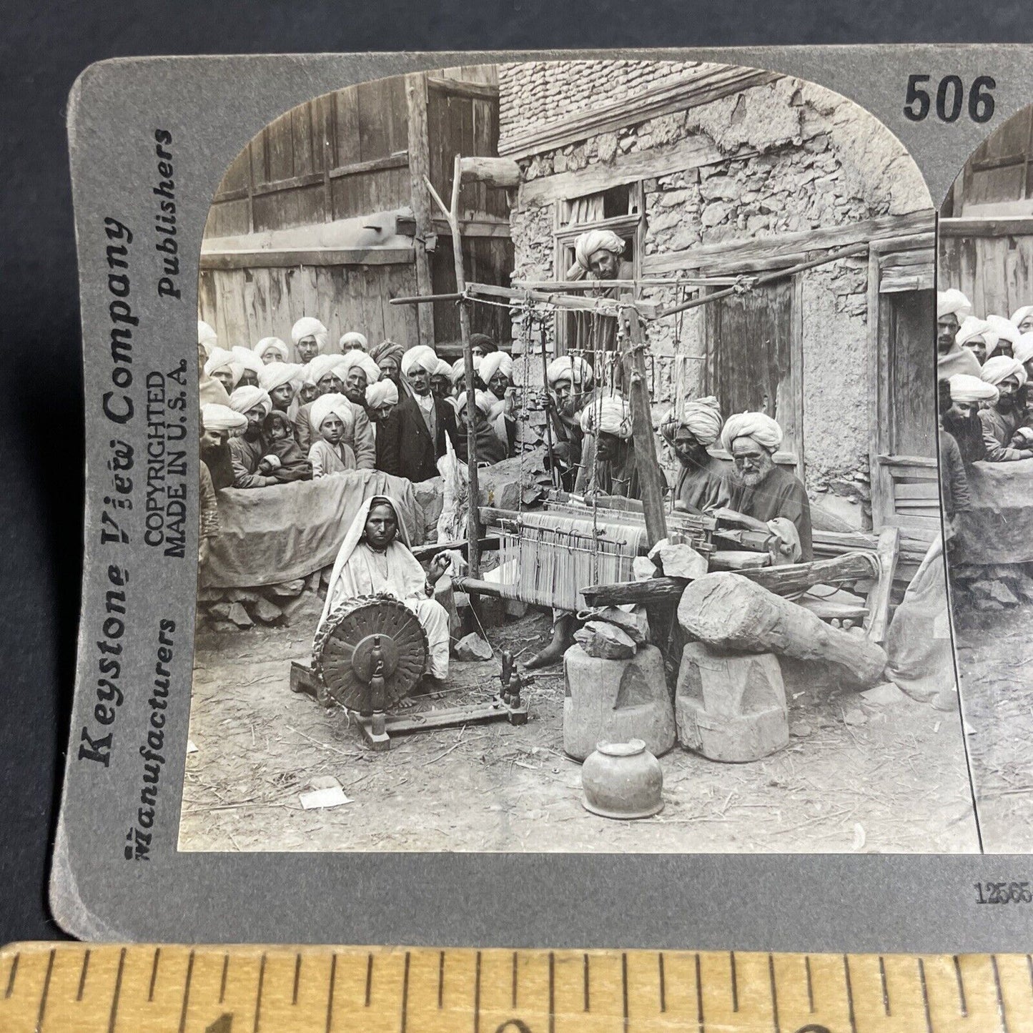 Antique 1910s Cotton Mill In Kashmir India Stereoview Photo Card P4425