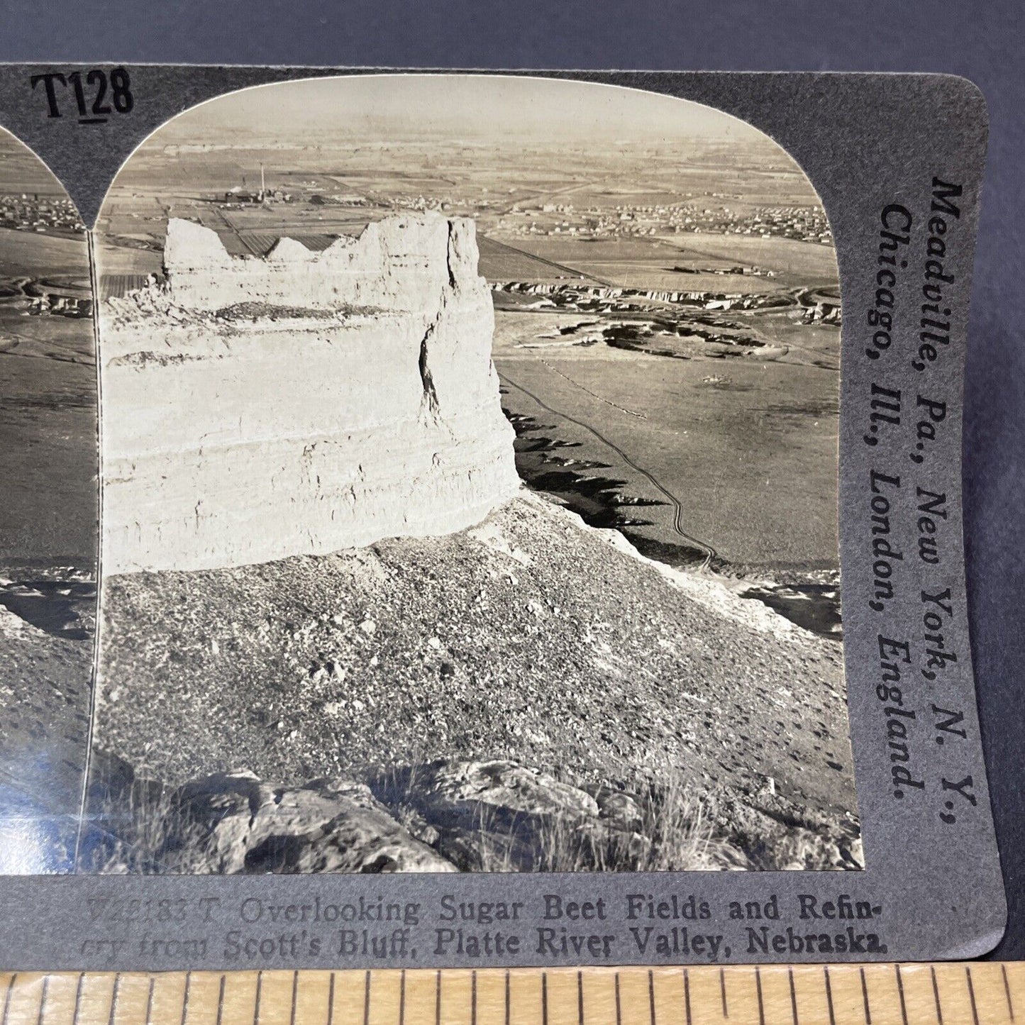 Antique 1910s Scott's Bluff Platte River Nebraska Stereoview Photo Card V2186