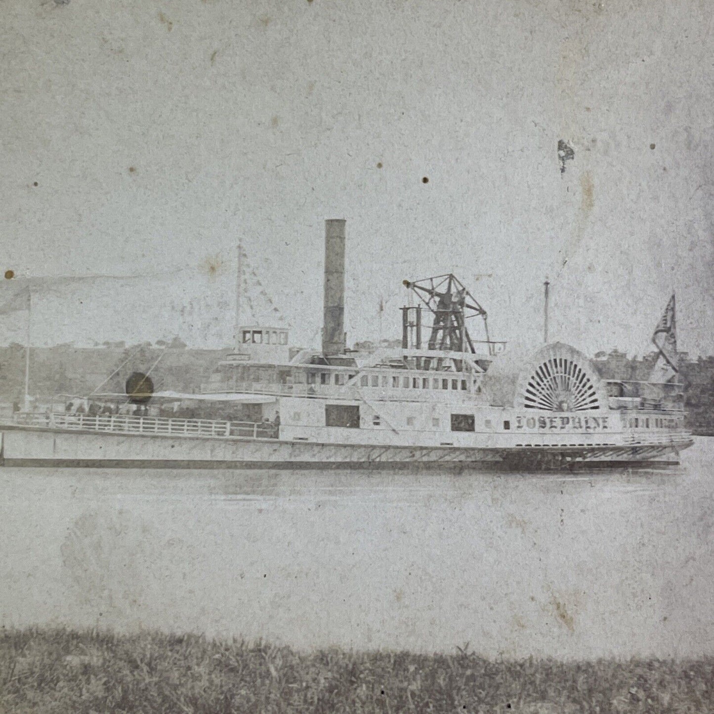 Josephine Paddleboat Steamer Stereoview Oakland Beach RI Antique c1875 X3167