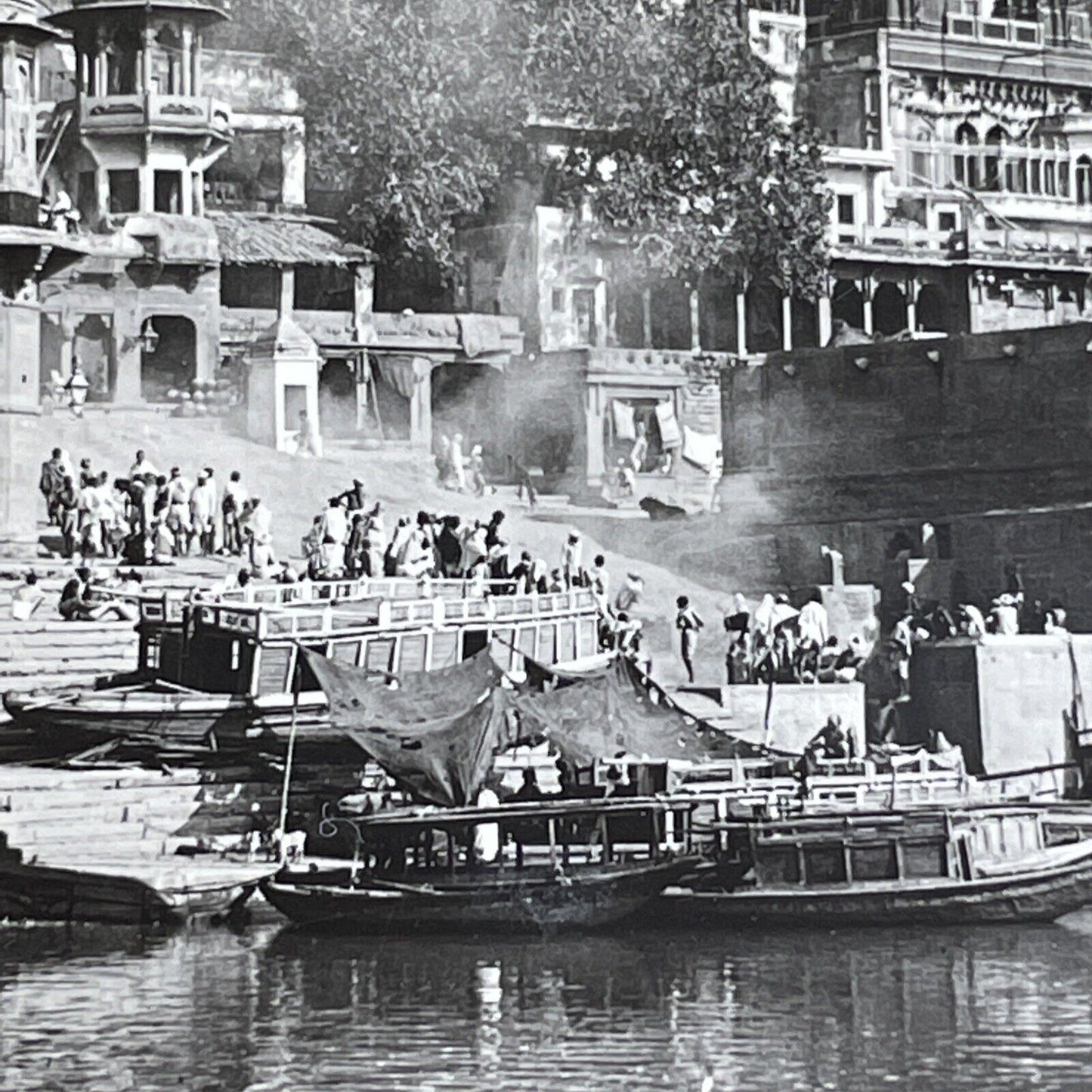 Antique 1908 Burning The Dead On Ganges River India Stereoview Photo Card P914