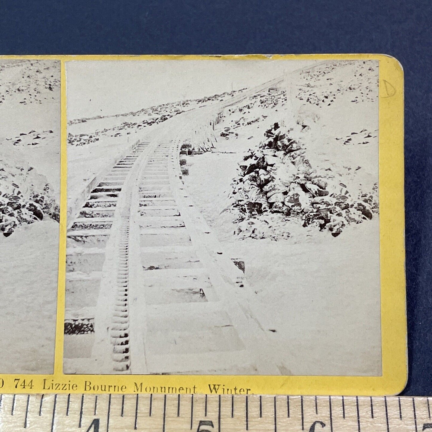 Antique 1869 Frozen Mt Washington Railroad NH Stereoview Photo Card V2019