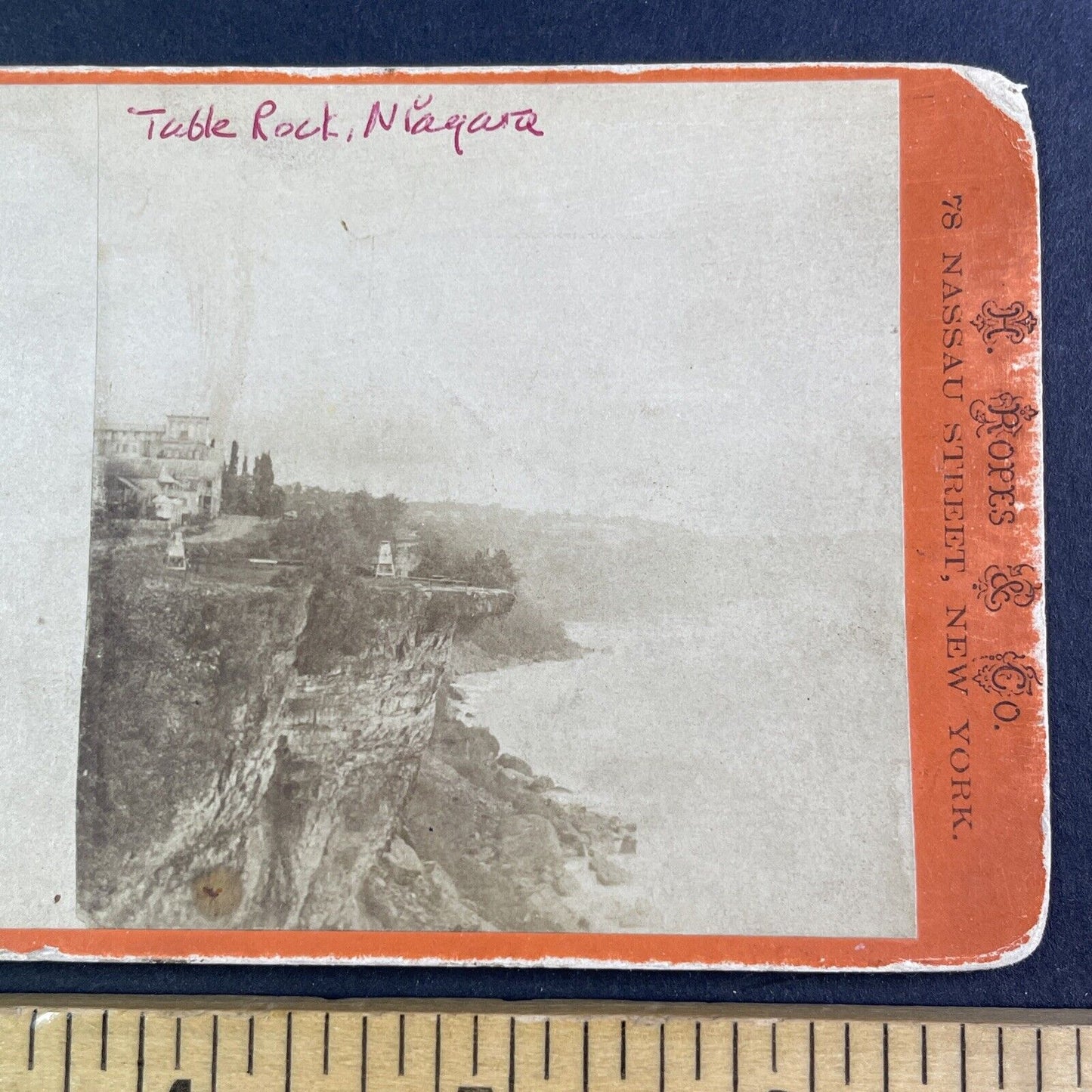 The 1850s Photo of Table Rock Niagara Falls Stereoview H. Ropes c1860s Y2602