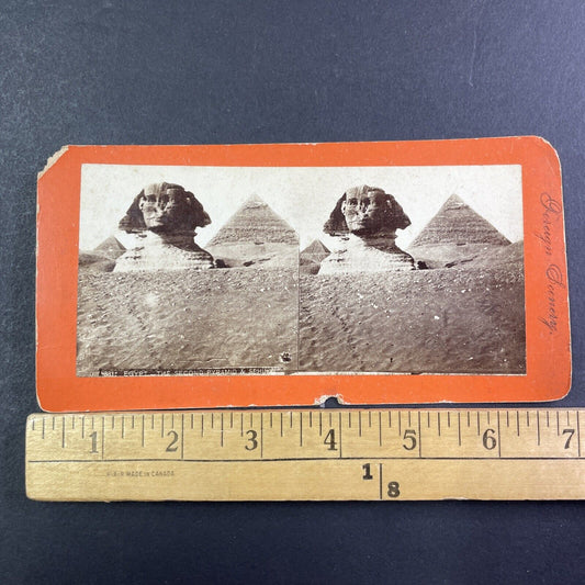 The Sphinx Unexcavated Stereoview Maxime Du Camp Antique c1849 RARE X2624