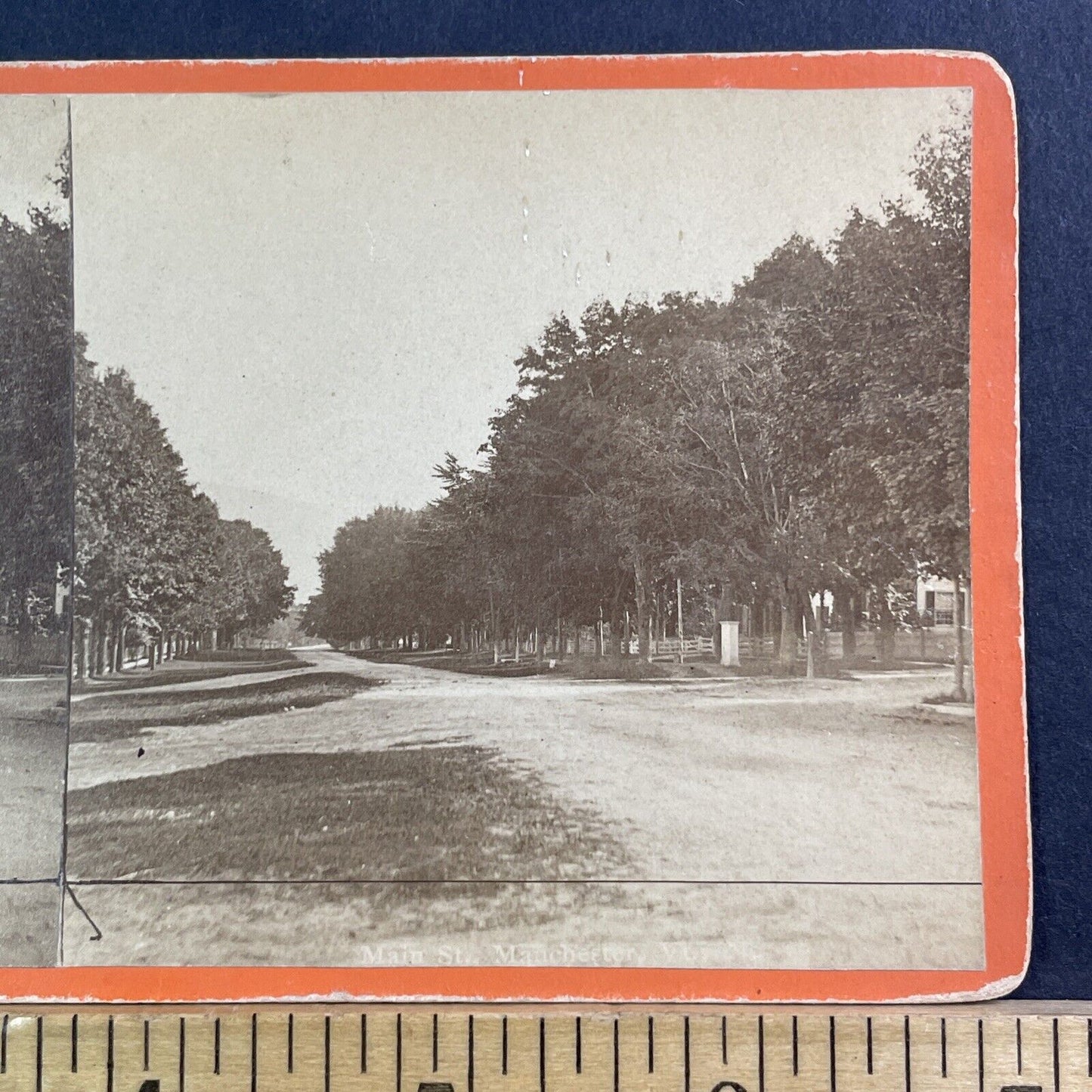 Main Street Manchester Vermont Stereoview Town Center Antique c1868 X1616