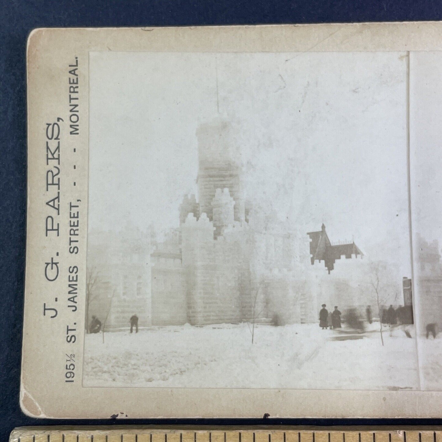 Montreal Winter Carnival Ice Castle Stereoview J.G. Parks Antique c1887 Y2837