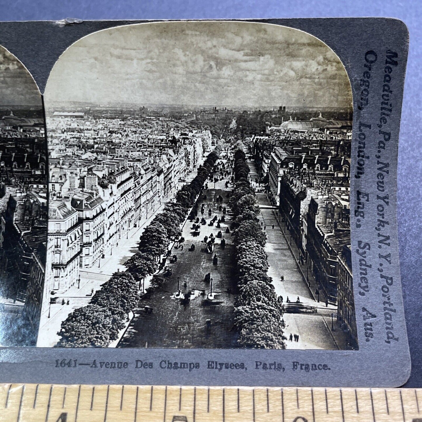 Antique 1909 The Main Street In Paris France Stereoview Photo Card V2861