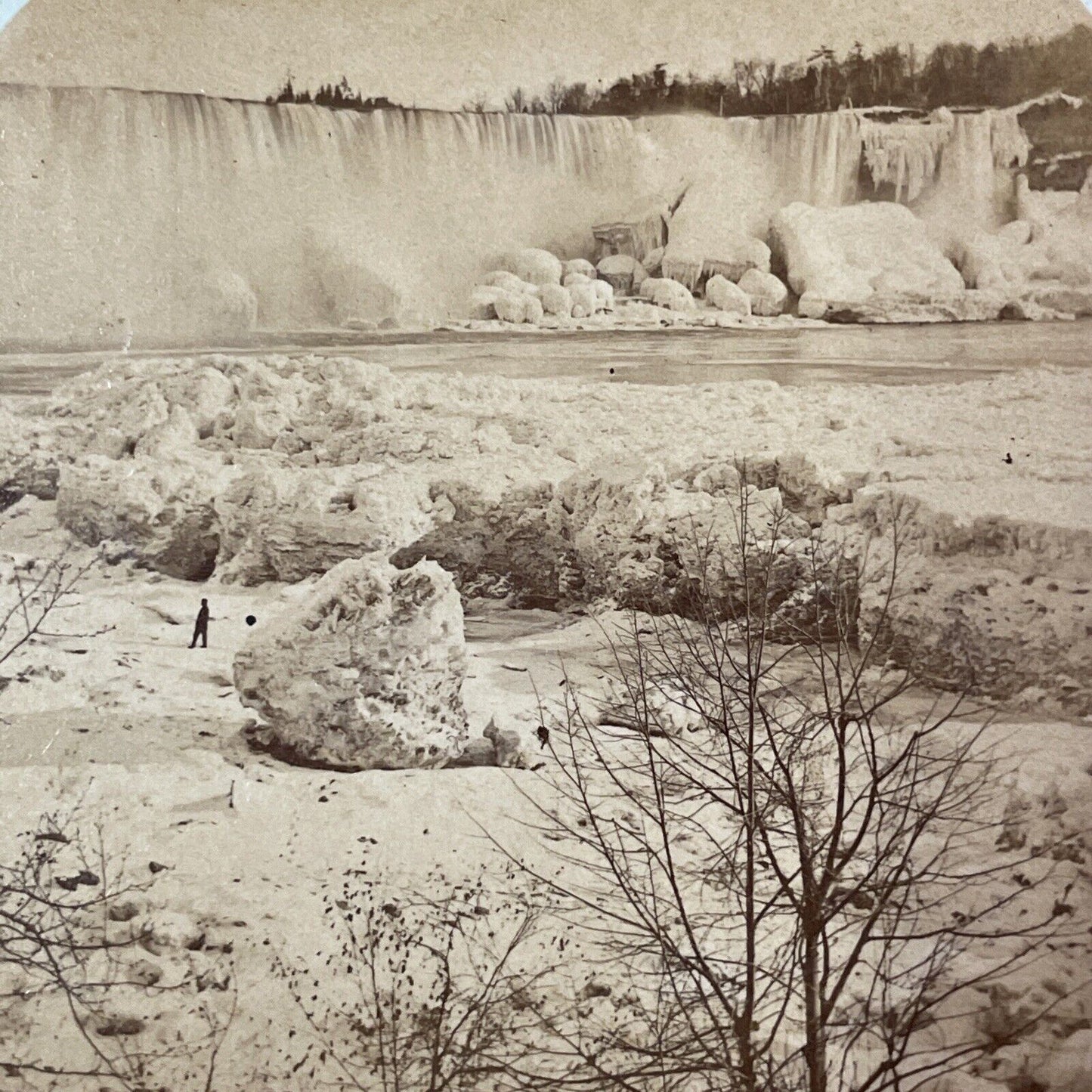 Icebergs Frozen Boulders Niagara Falls Stereoview Charlestadt Bierst c1875 Y1810