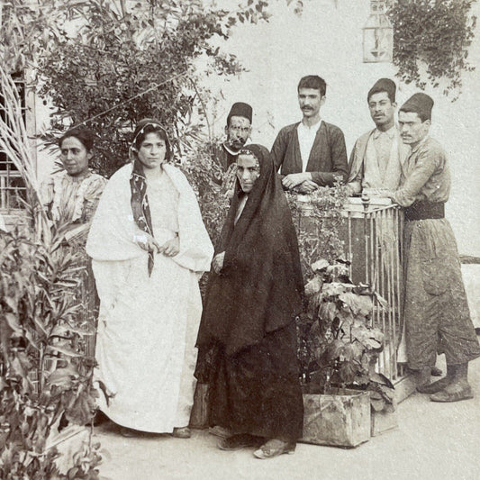 Antique 1890s Kurdish Family Northern Iraq Stereoview Photo Card P3873