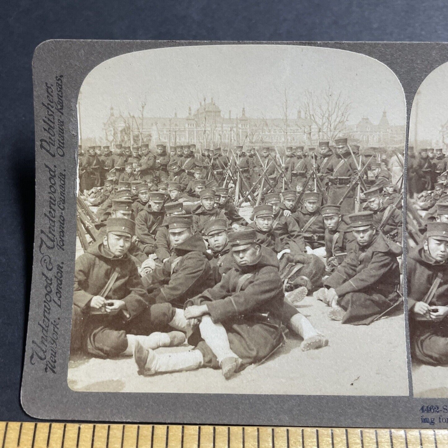 Antique 1904 Japan Troops Ready For Russian War Stereoview Photo Card P5594