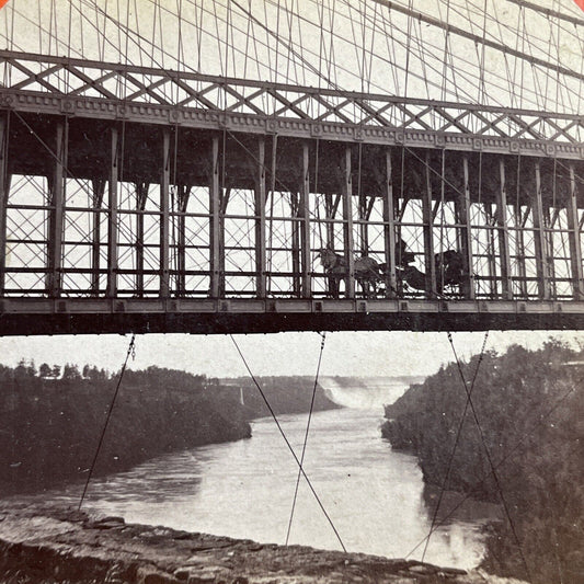 Antique 1860s Niagara Falls Rail Suspension Bridge Stereoview Photo Card P5548