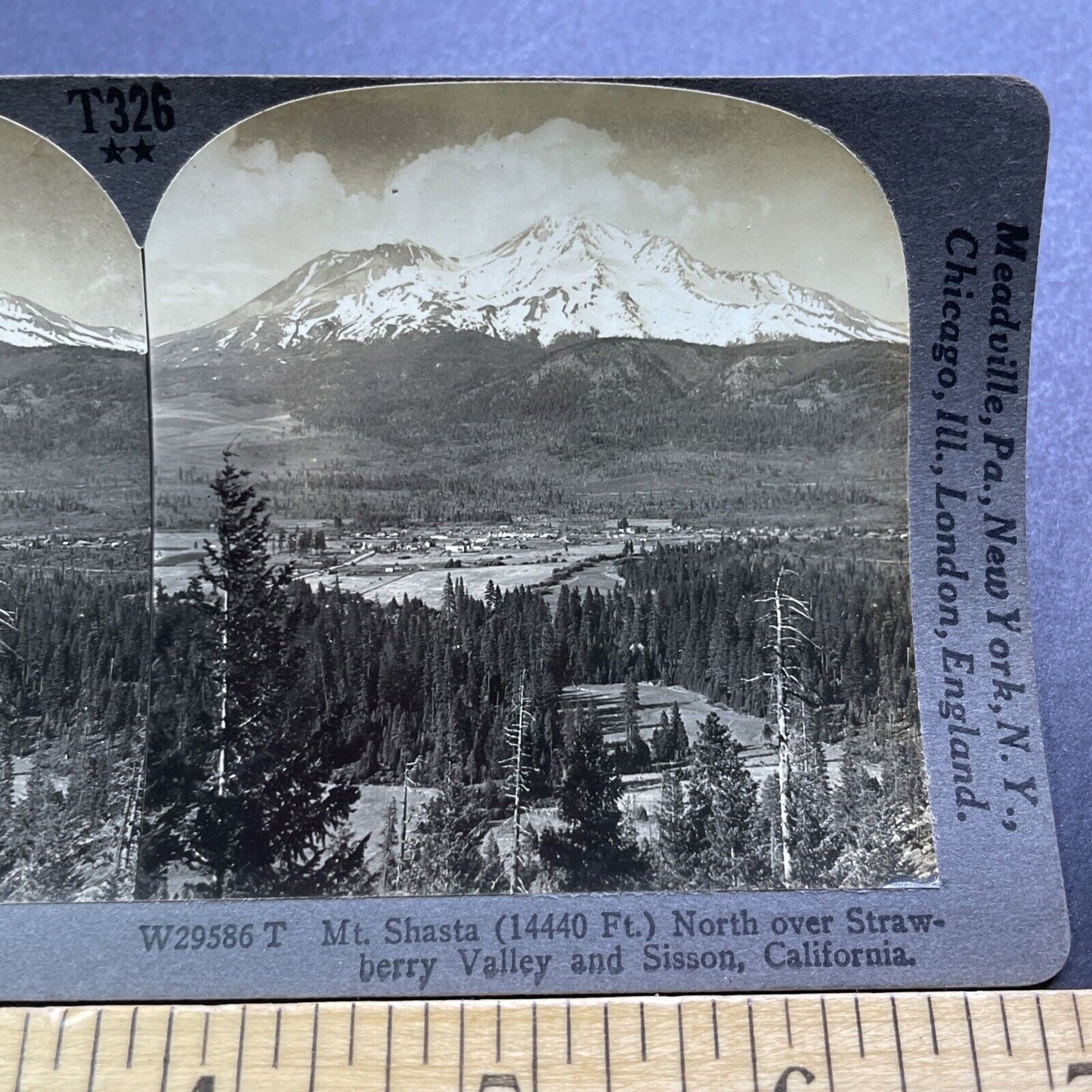 Antique 1910s Mt Shasta Mountain California Stereoview Photo Card V3587