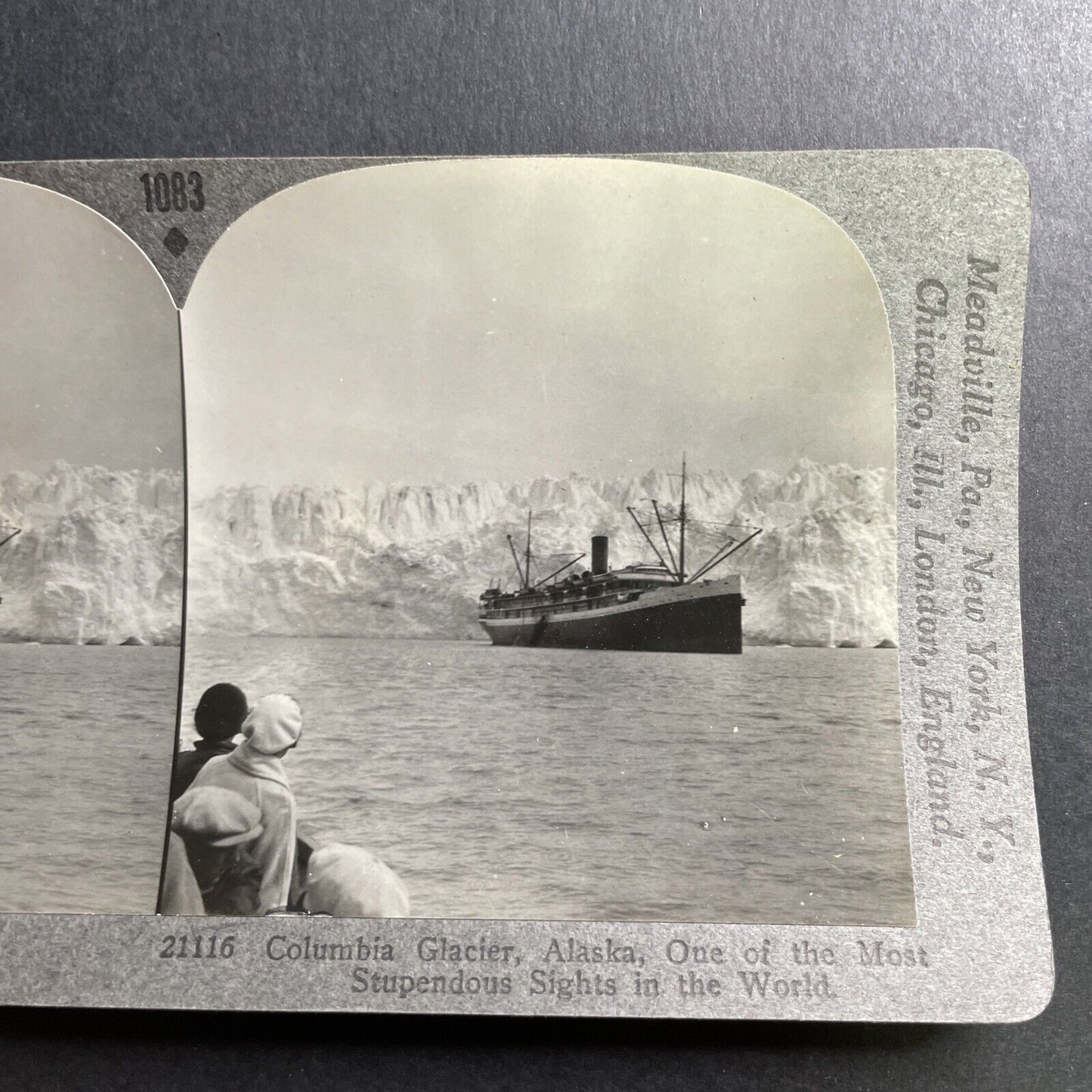 Antique 1920s Prince William Sound Alaska Glacier Stereoview Photo Card P1593