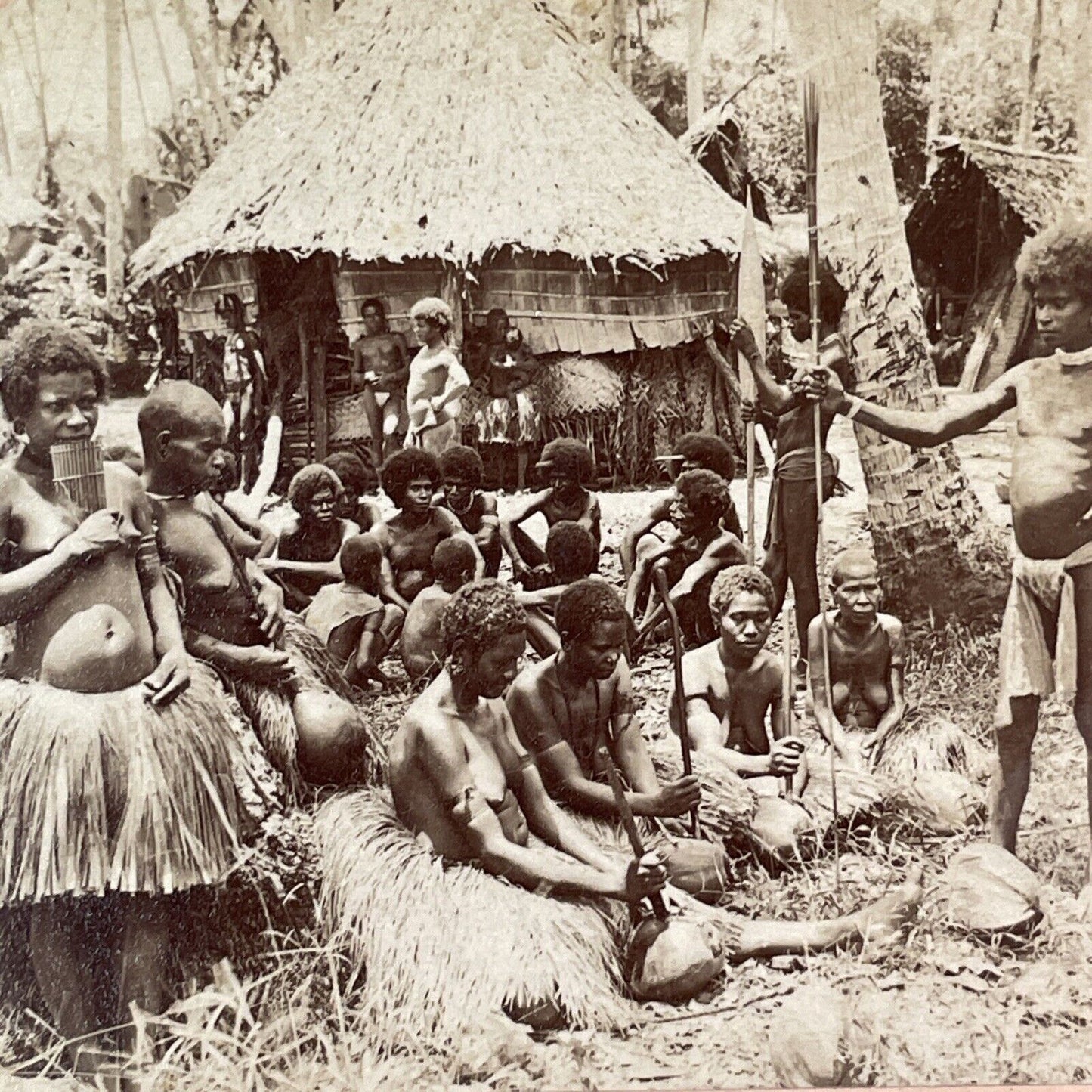 Cannibal Tribe Discovered In Papua New Guinea Stereoview Photo Antique 1904 X835