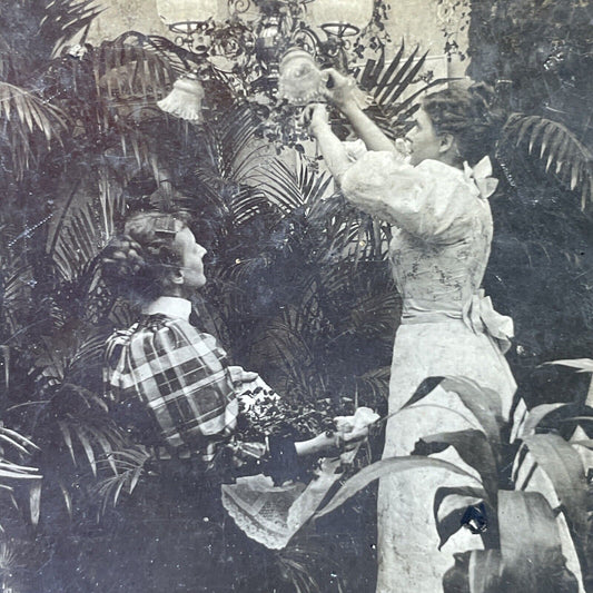 Antique 1897 Victorian Servants Decorate For Wedding Stereoview Photo Card P2970