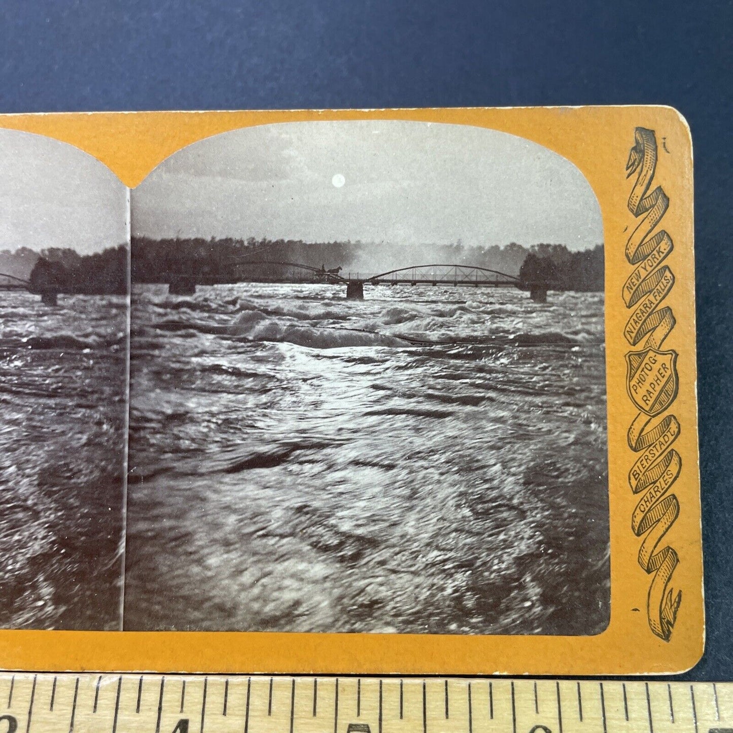 Antique 1870s Niagara Falls Bridge To Luna Island Stereoview Photo Card P3104