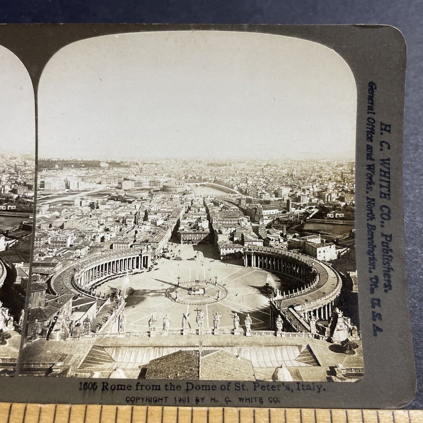 Antique 1901 Man City Street In Rome Italy Stereoview Photo Card P5150