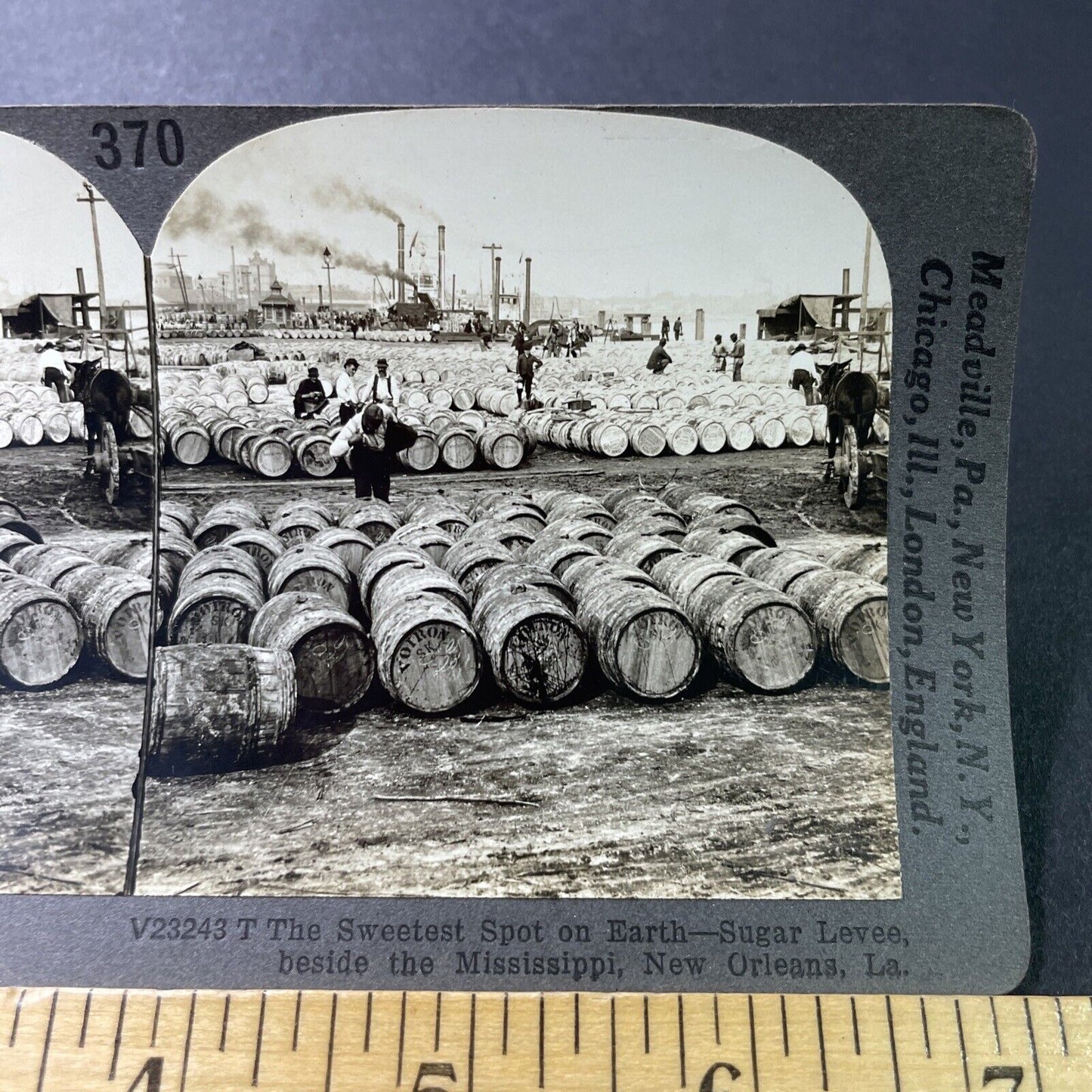 Antique 1910s Sugar And Rum Barrels New Orleans LA Stereoview Photo Card P3218