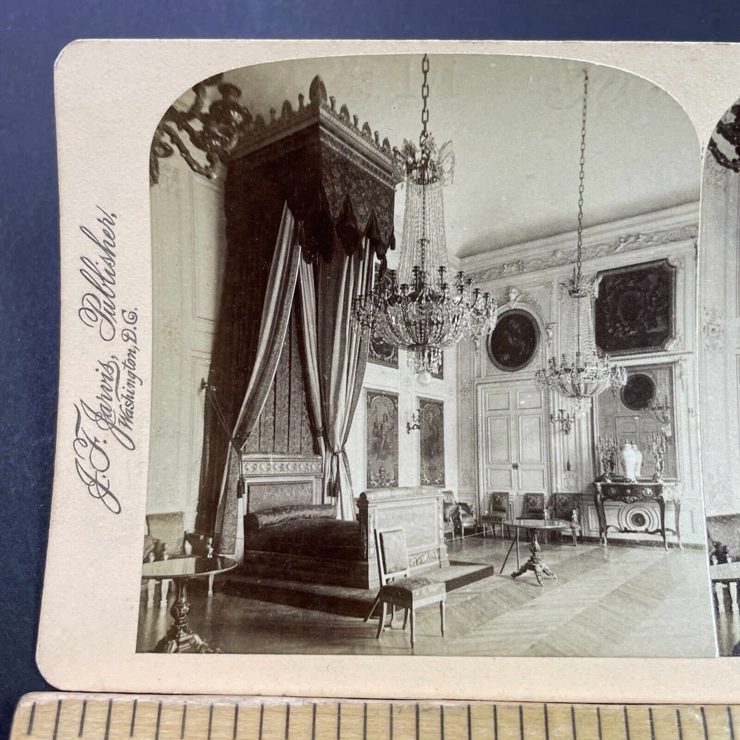 Antique 1890s Queen Victoria's Bedroom England Stereoview Photo Card P3819