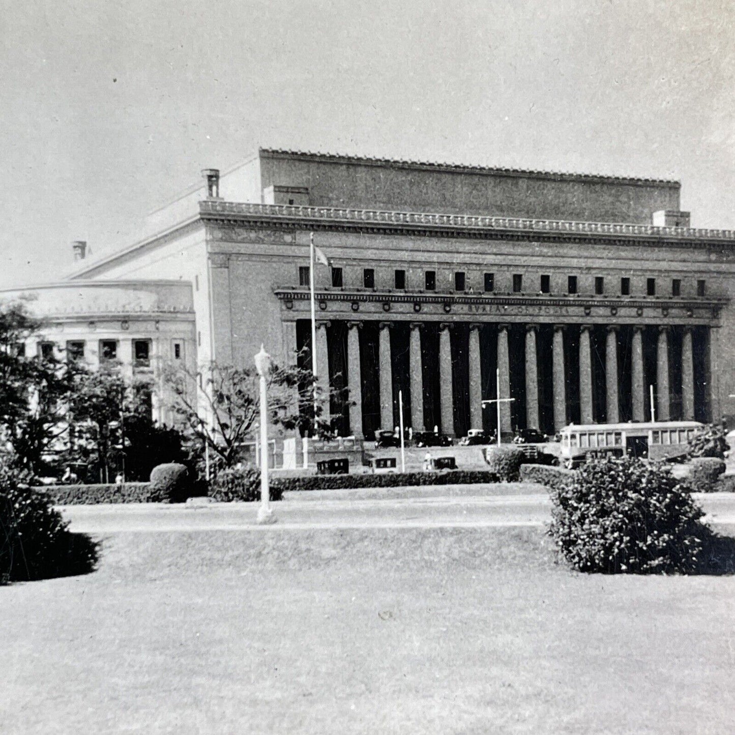 USPS Post Office in Manila Philippines Stereoview Antique c1935 Y414