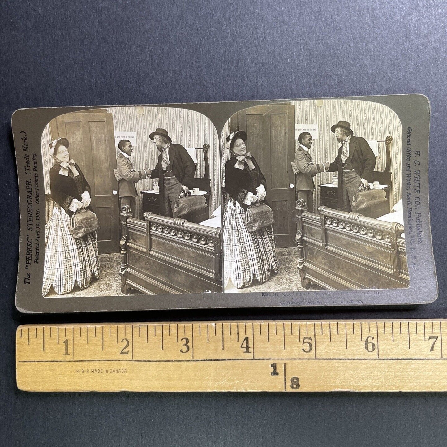 Antique 1903 Waldorf Astoria Comedy Parody Skit Stereoview Photo Card P1629