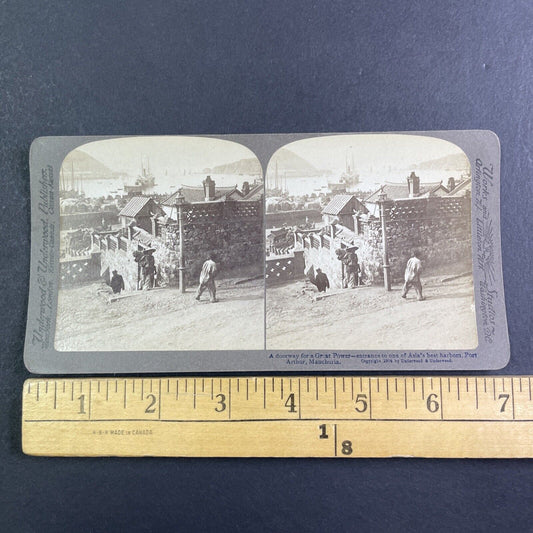 Dalian Lushun China City Walls and Gates Stereoview Antique c1904 X4209