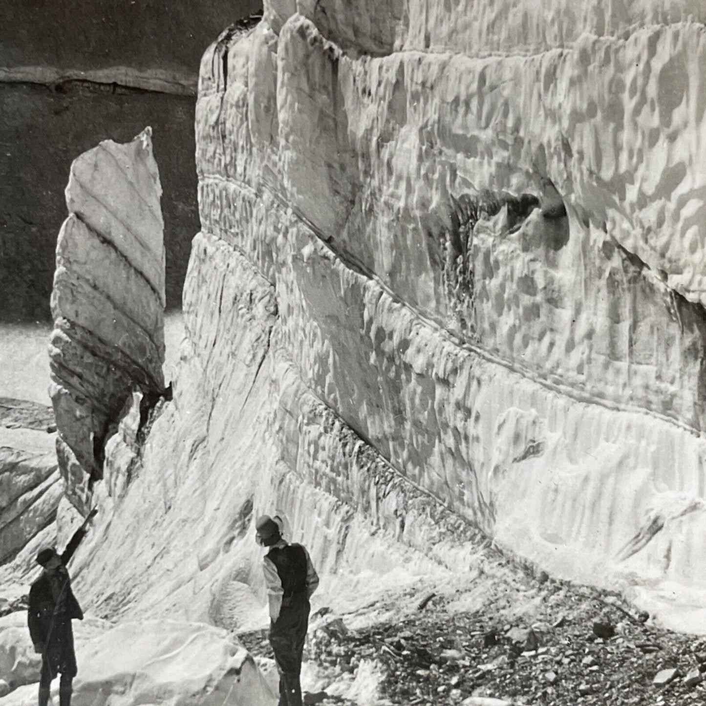 Antique 1910s Glacial Ice Rocky Mountains Montana Stereoview Photo Card V2653