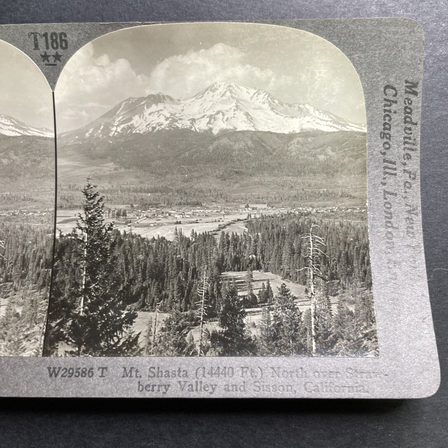 Antique 1910 Mt Shasta Volcano Sisson California Stereoview Photo Card P1343