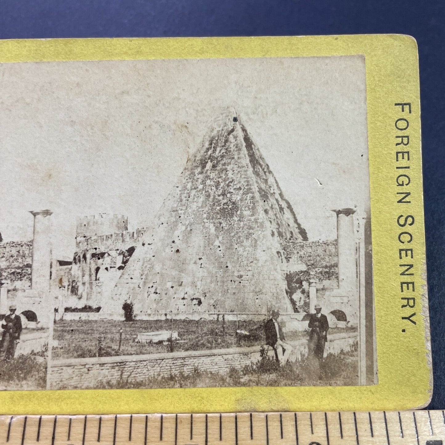 Antique 1870s Unexcavated Pyramid Of Cestius Rome Stereoview Photo Card P4129