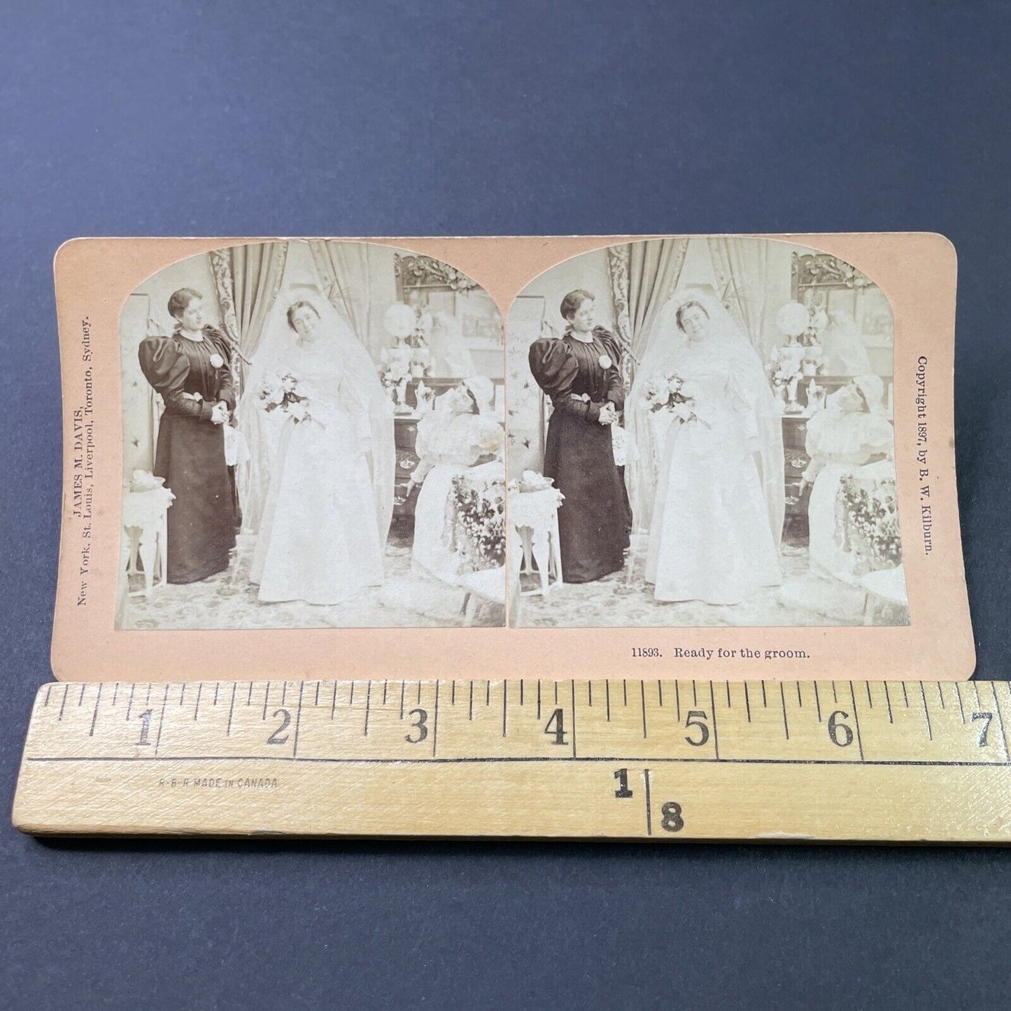 Antique 1897 Bride Is Ready For Her Wedding Stereoview Photo Card P2954