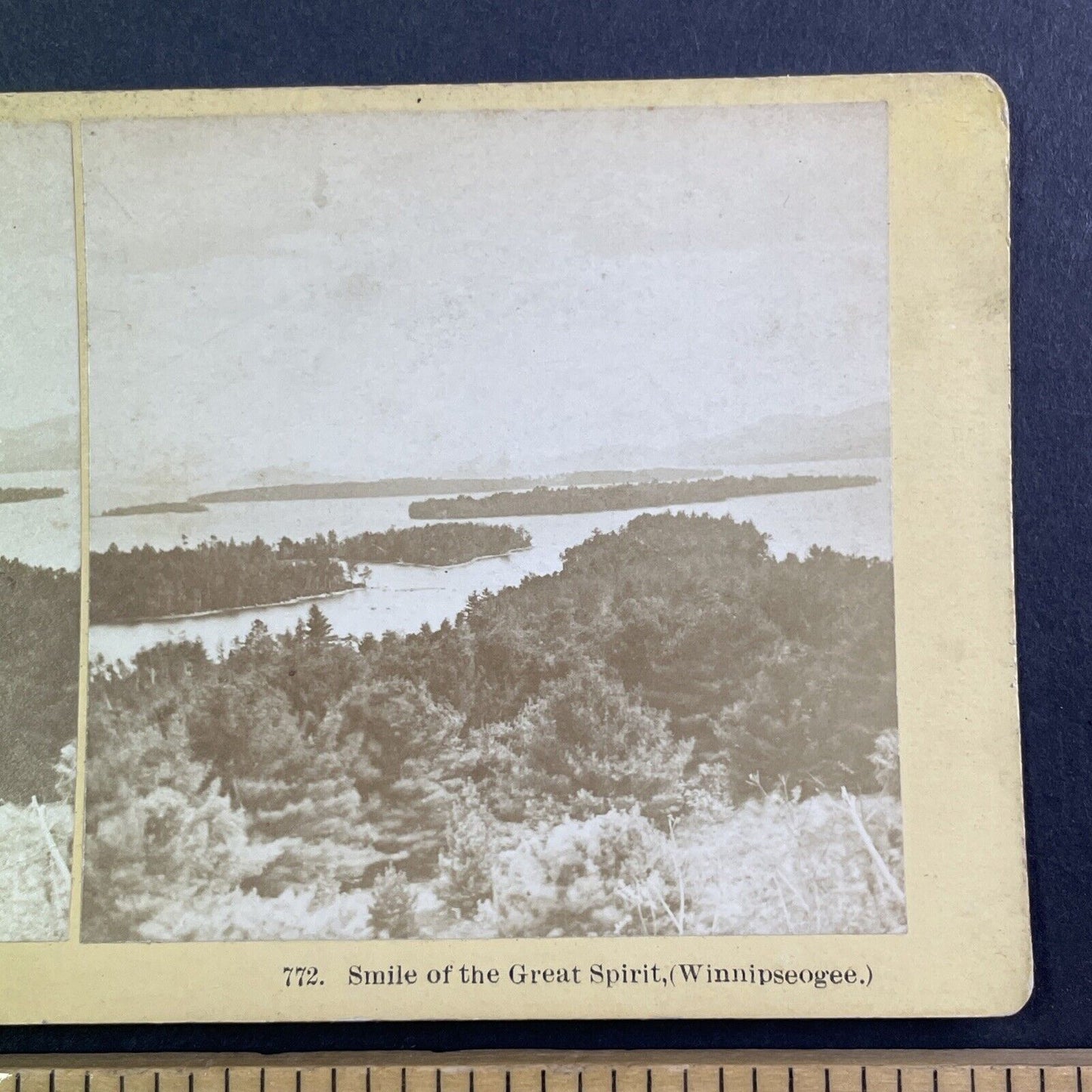 Lake Winnipesaukee Islands Stereoview New Hampshire Antique c1870s Y897