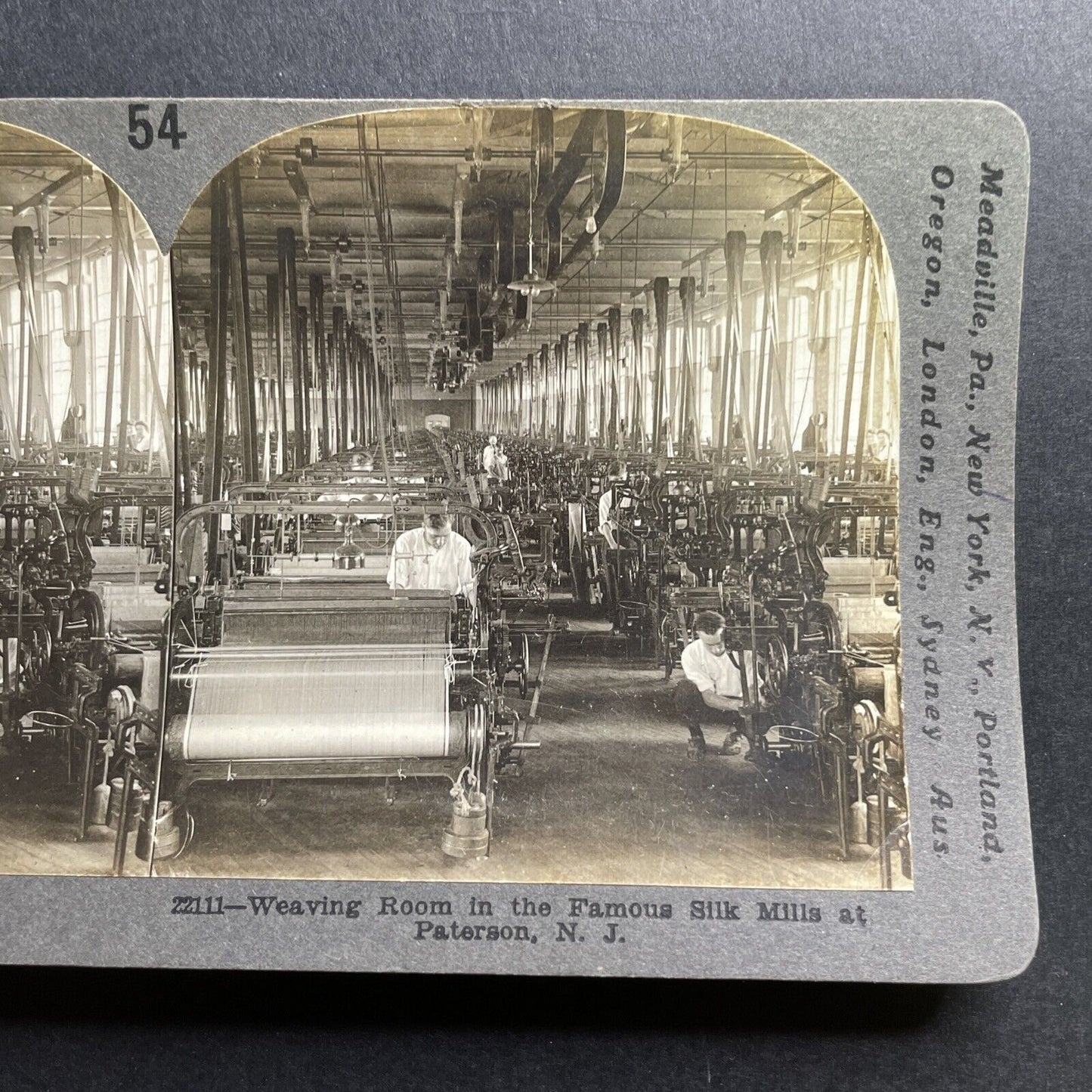 Antique 1909 Silk Factory Paterson New Jersey Stereoview Photo Card P1776