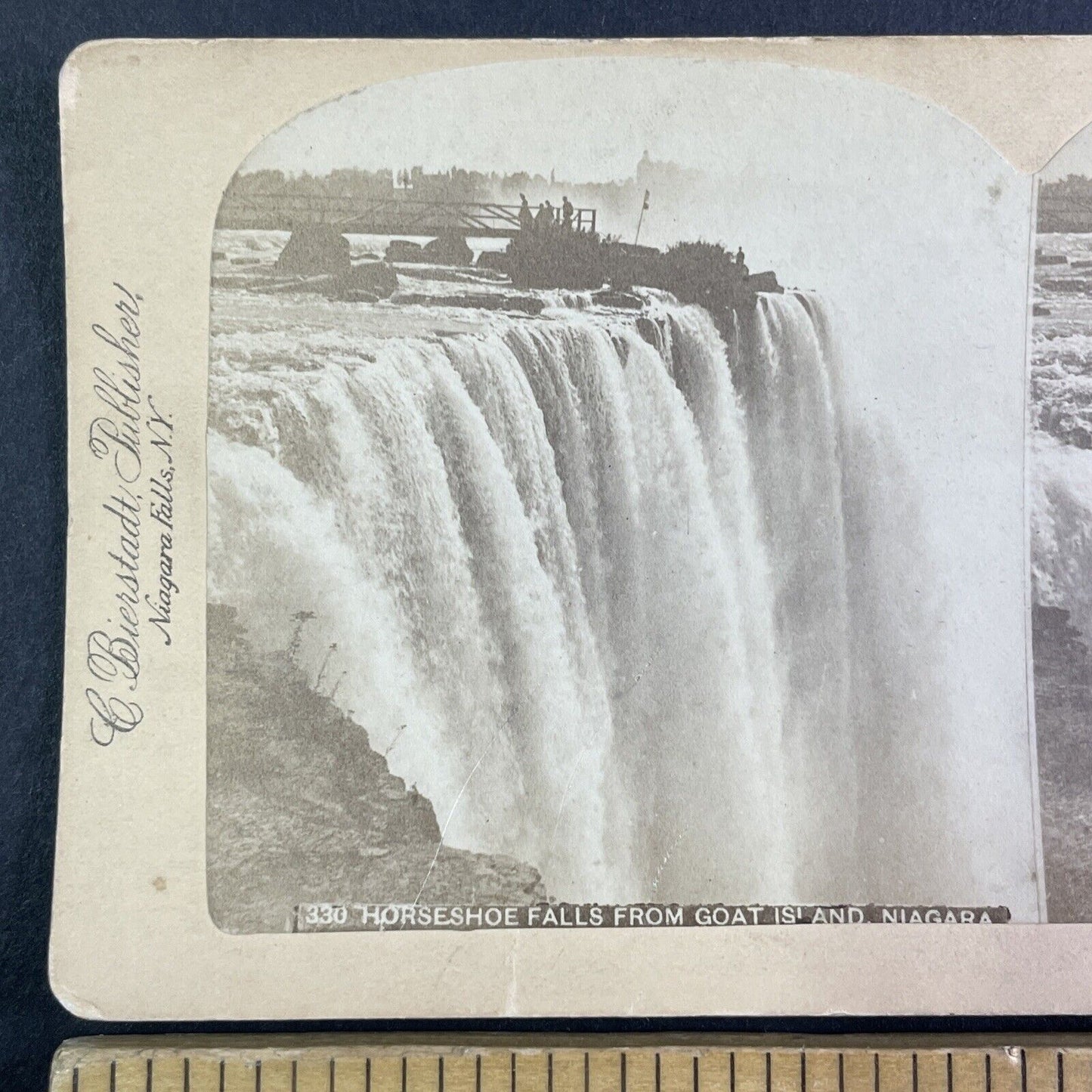 Terrapin Tower after the Dynamite Explosion Stereoview C. Bierstadt c1880 Y2704