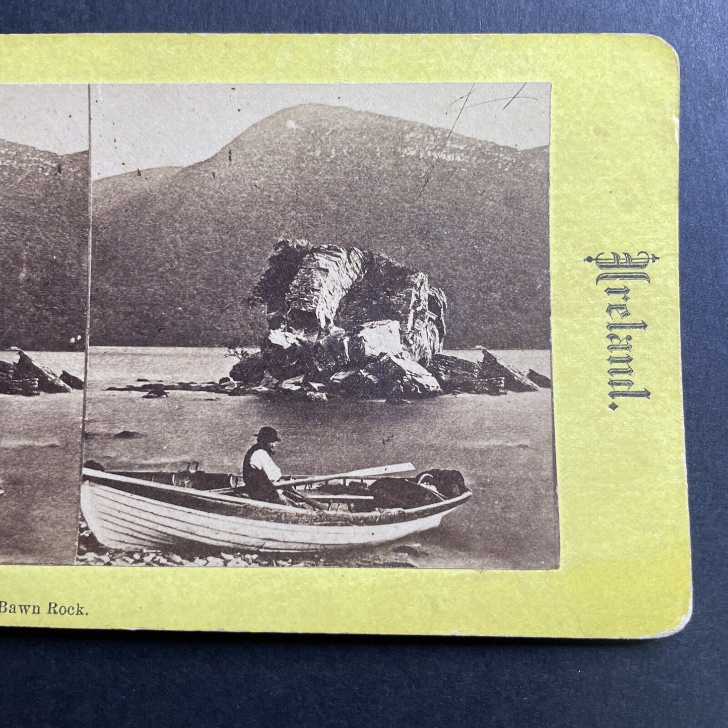 Antique 1862 Colleen Bawn Rock Muckross Lake Ireland Stereoview Photo Card P1588