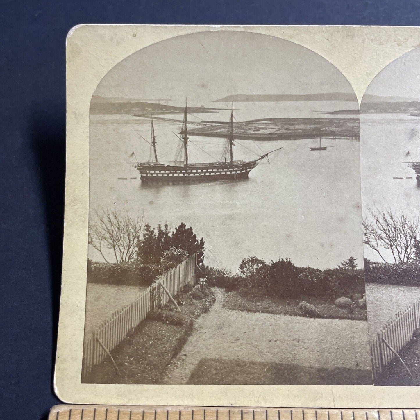 Antique 1877 Cobh Harbor County Cork Ireland Stereoview Photo Card P5529