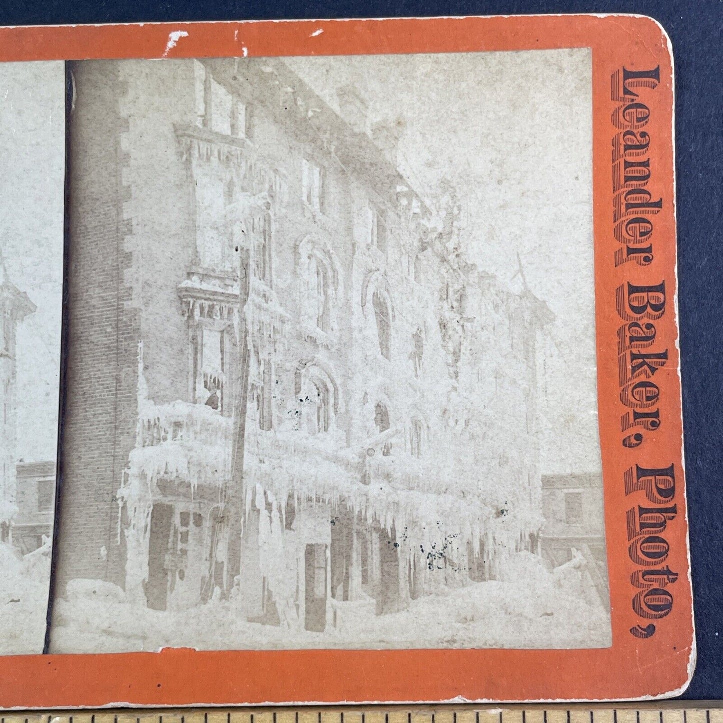 The Great White Hurricane Stereoview Providence Rhode Island Antique c1888 X3162